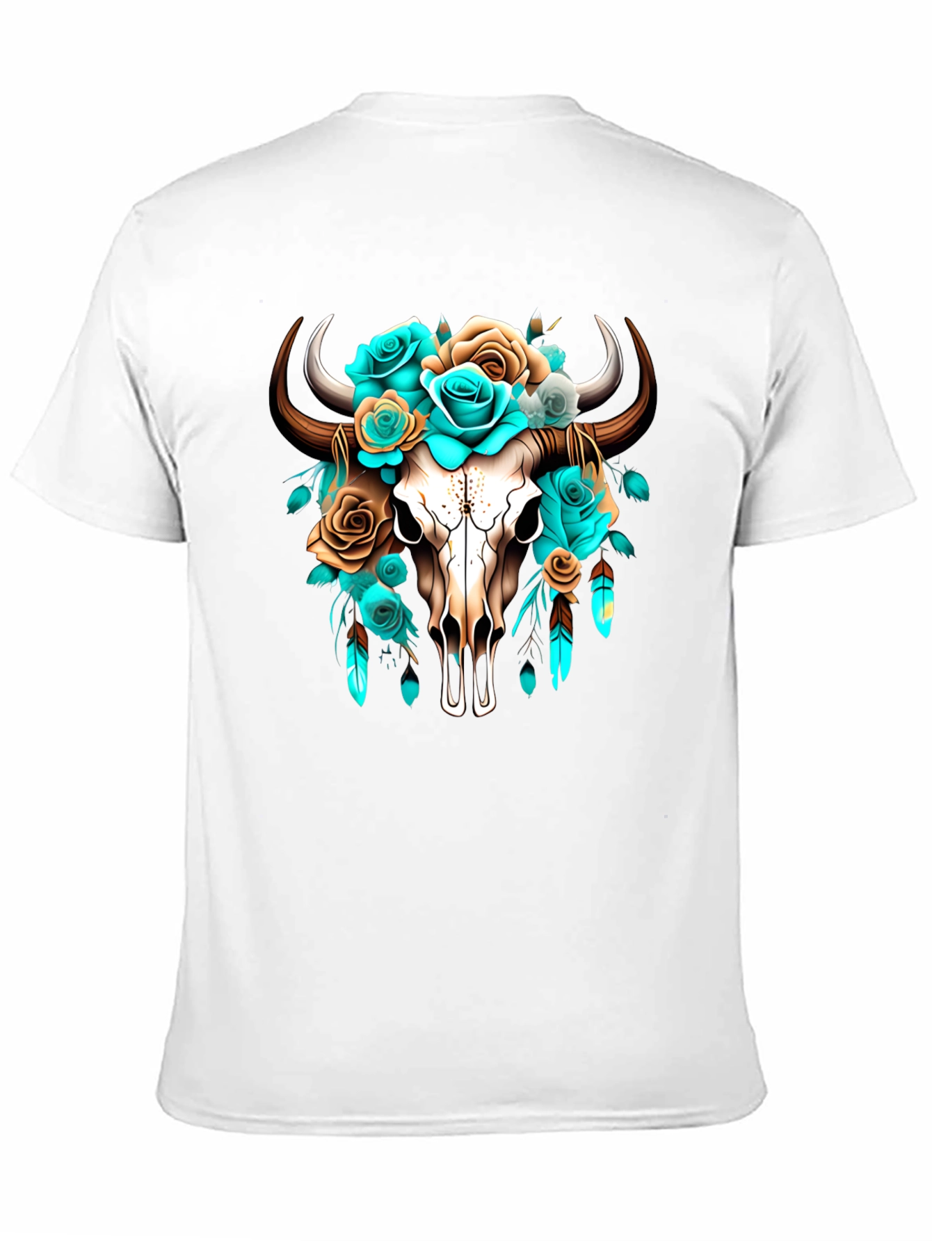 Black Floral Bull Skull Graphic Tee - Western Style view 11