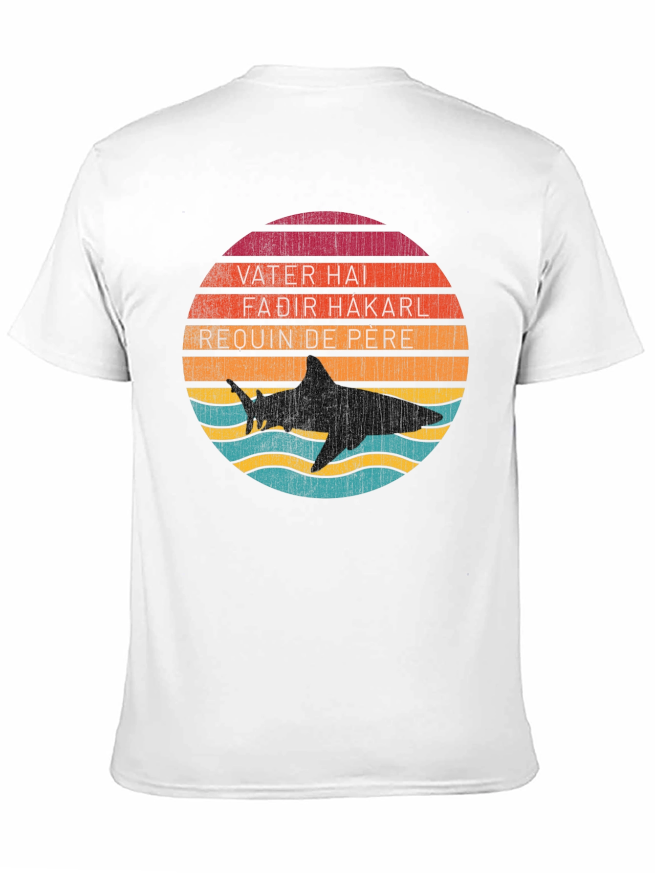 Retro Shark Dad T-Shirt - Vater Hai, Fadir Hakarl, Requin de Pere - 11