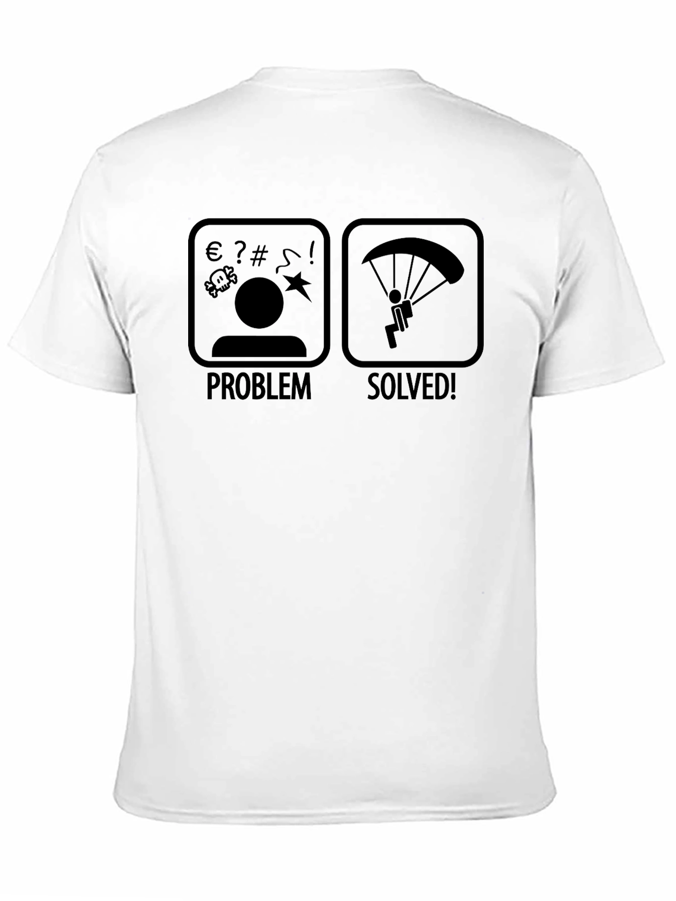Black Problem Solved Parachute T-Shirt view 11