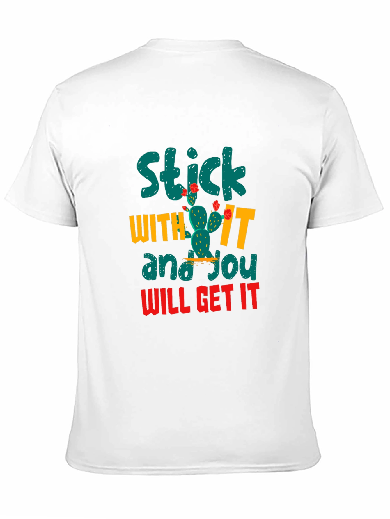 Black Motivational Cactus T-Shirt - Stick With It! view 11