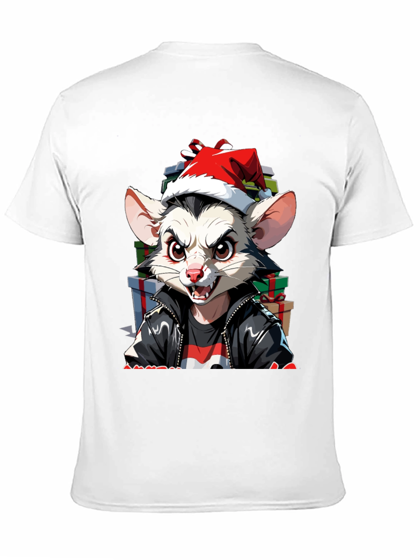Black Festive Opossum Tee - Holiday Style view 11