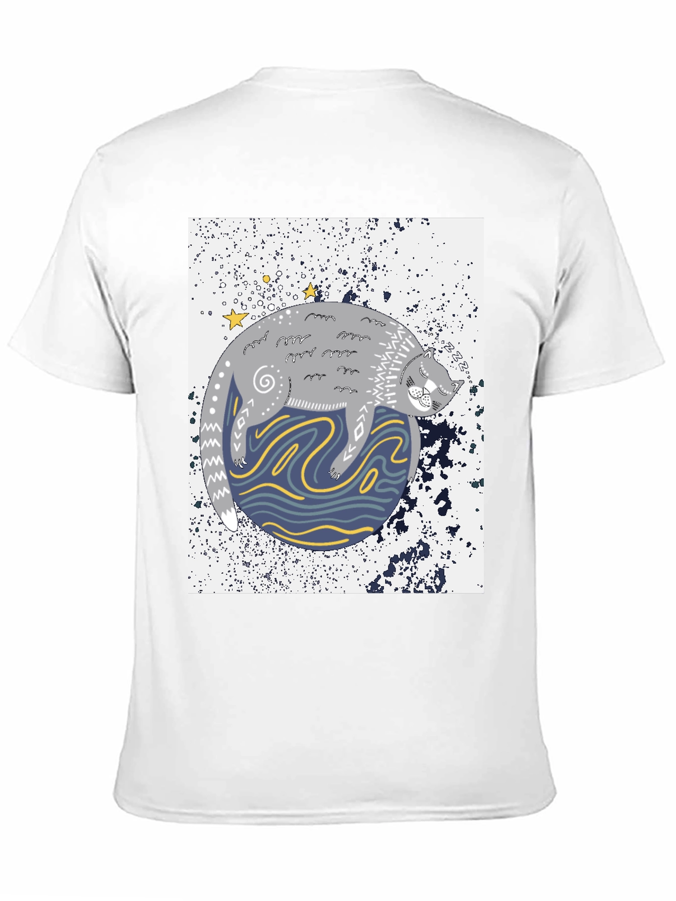 Black Cosmic Cat Black Graphic Tee view 11