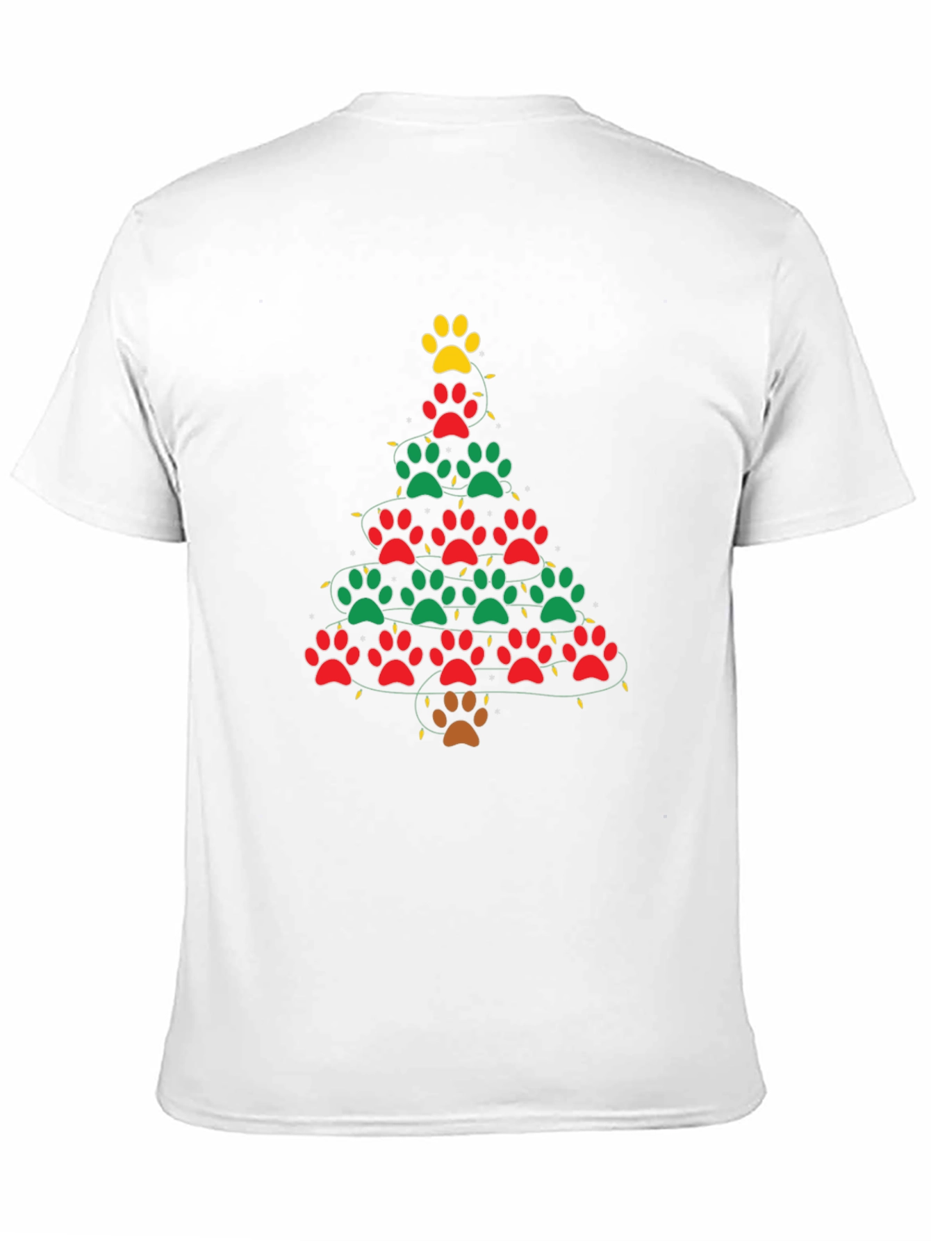 Black Paw Print Christmas Tree Black T-shirt view 11