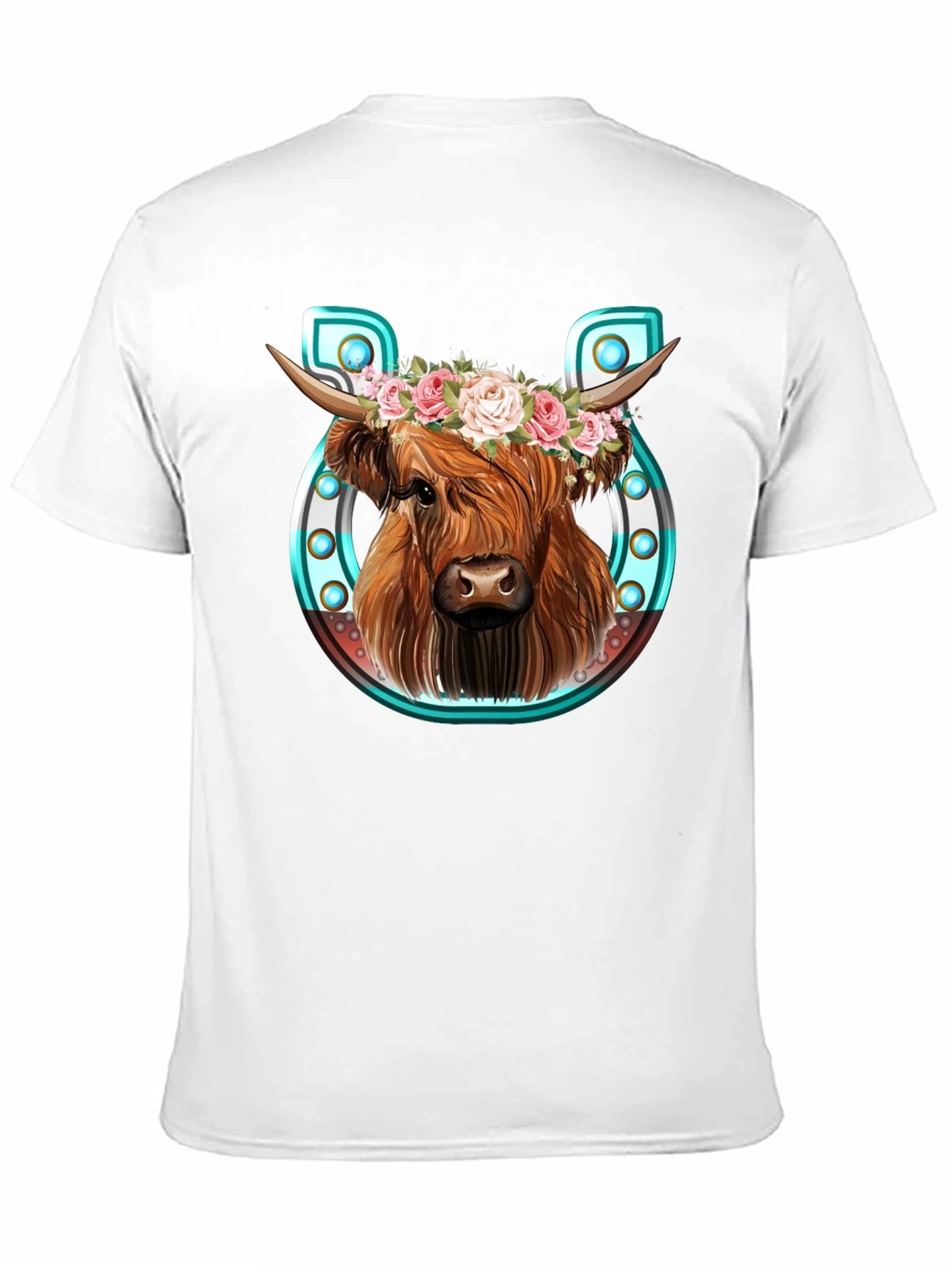 Black Highland Cow Flower Crown Graphic Tee view 11