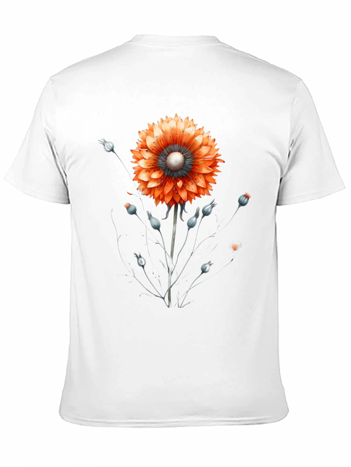Black Floral Graphic Tee - Orange Bloom on Black view 11