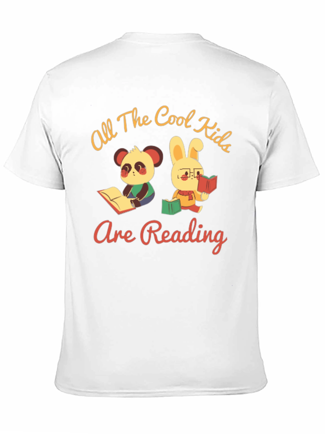 Black Cool Kids Reading T-Shirt: Panda & Bunny view 11