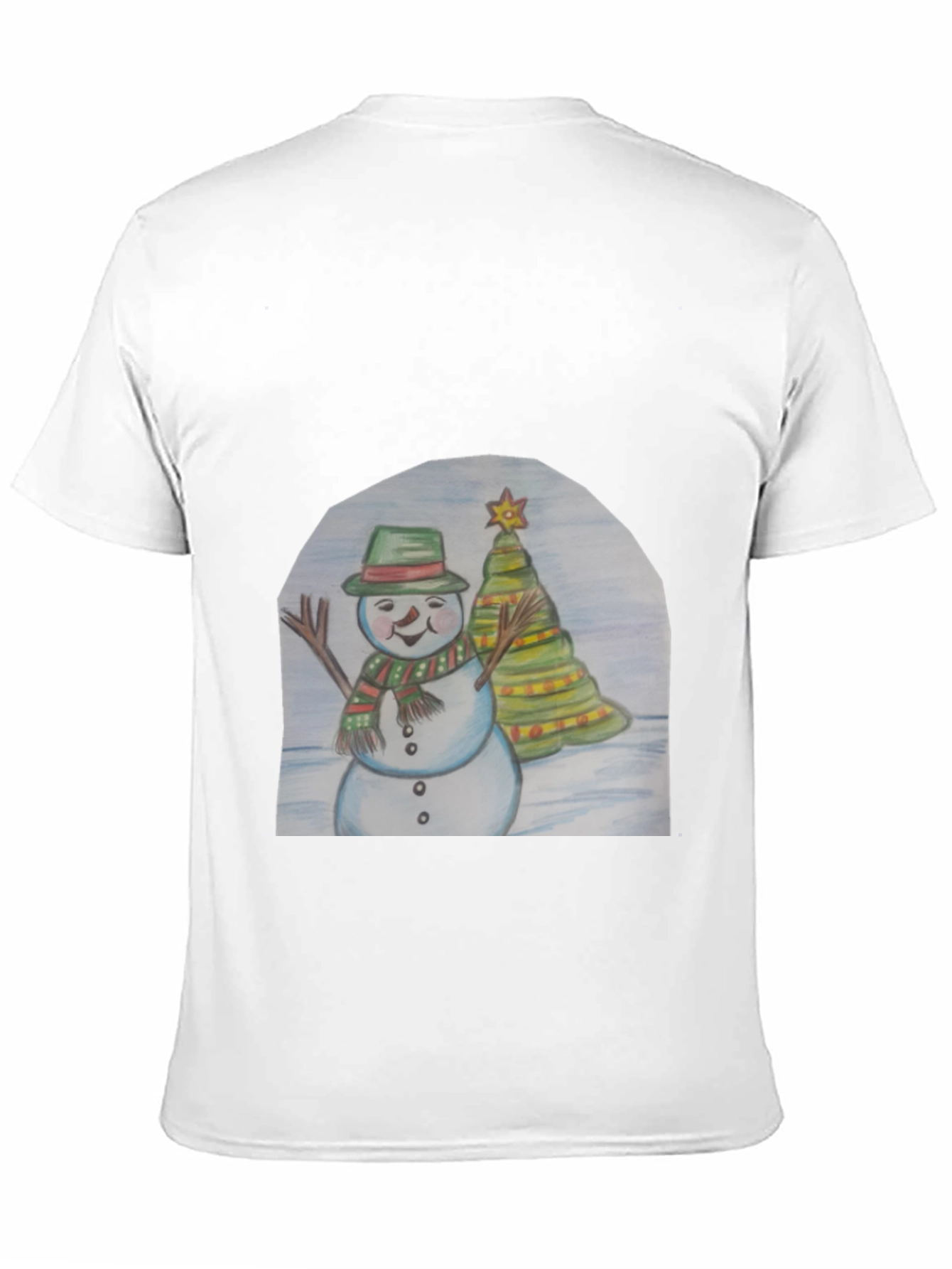 Black Festive Snowman & Christmas Tree T-Shirt view 11
