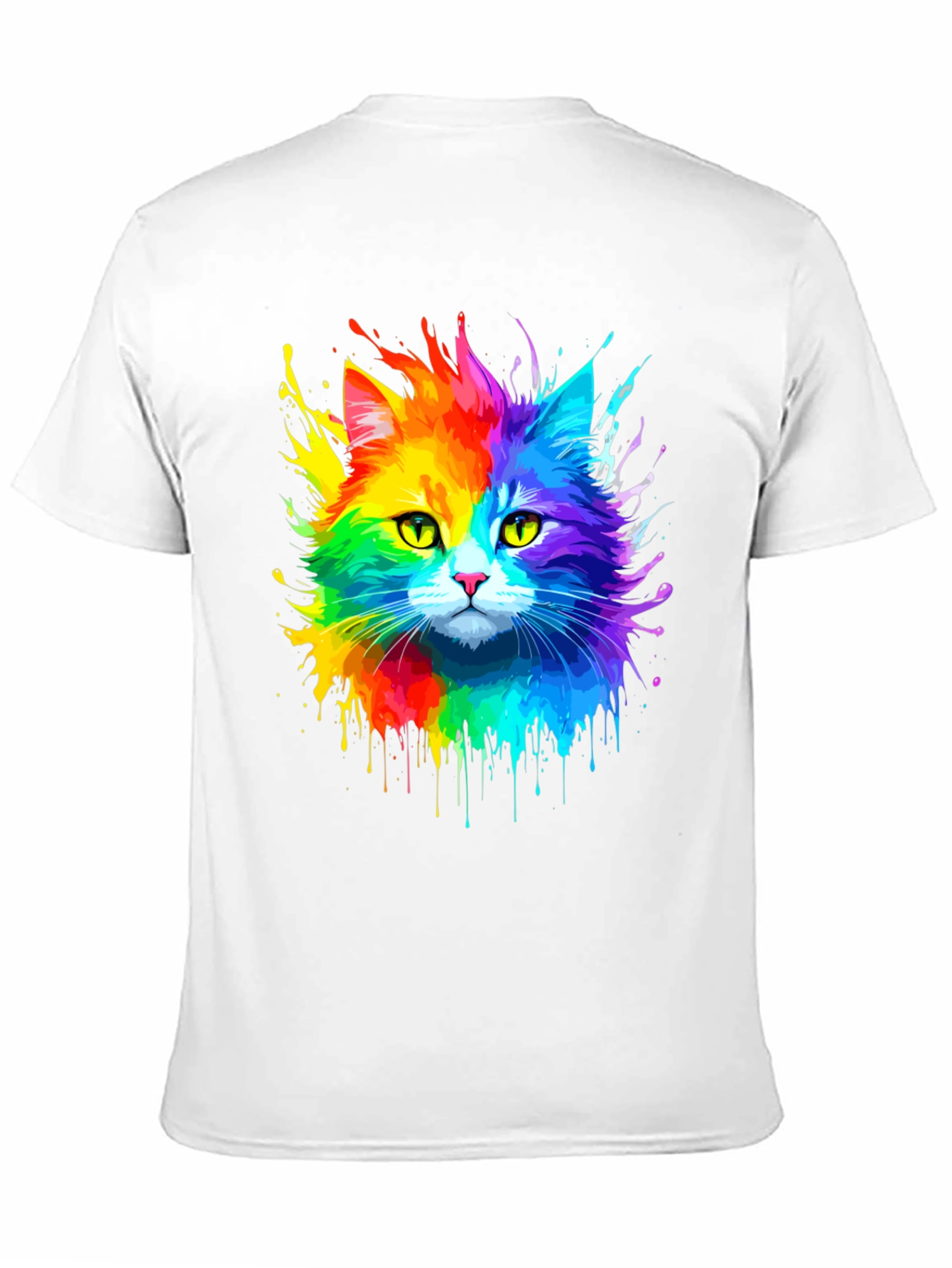 Black Rainbow Cat Graphic Tee - Vibrant Design view 11