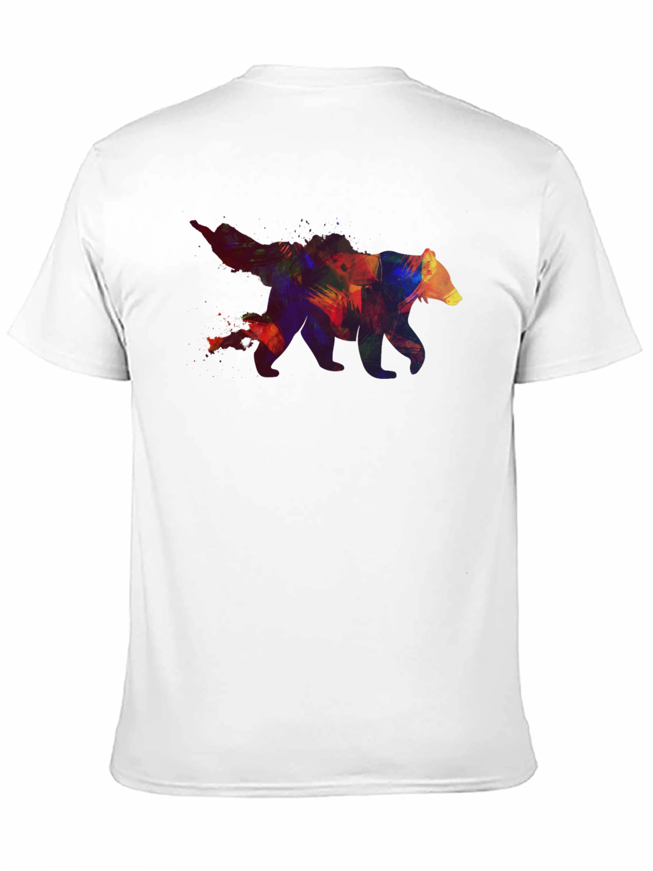 Black Colorful Bear Graphic Men's Black T-Shirt view 11