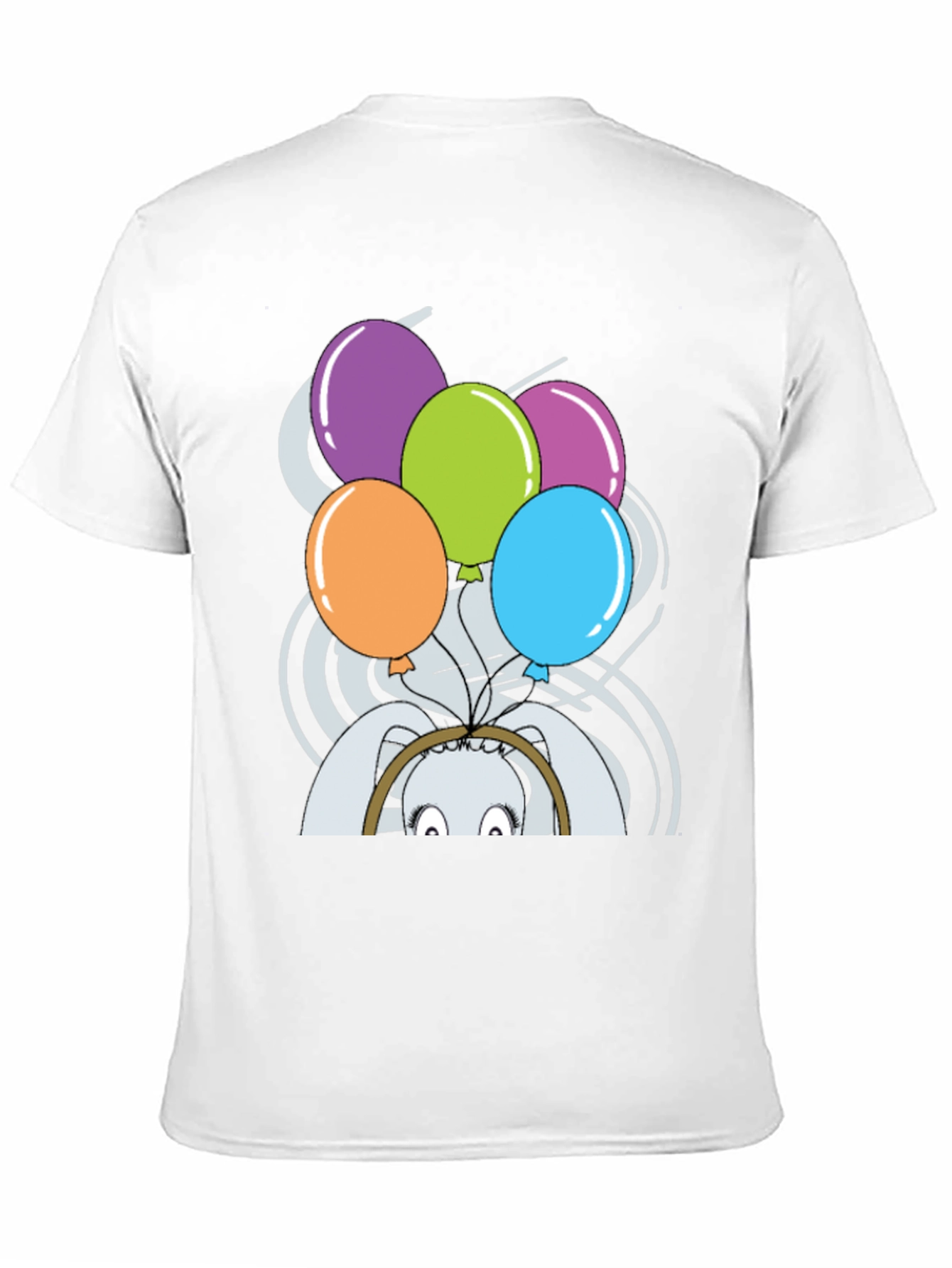 Black Funny Rabbit with Balloons T-Shirt view 11