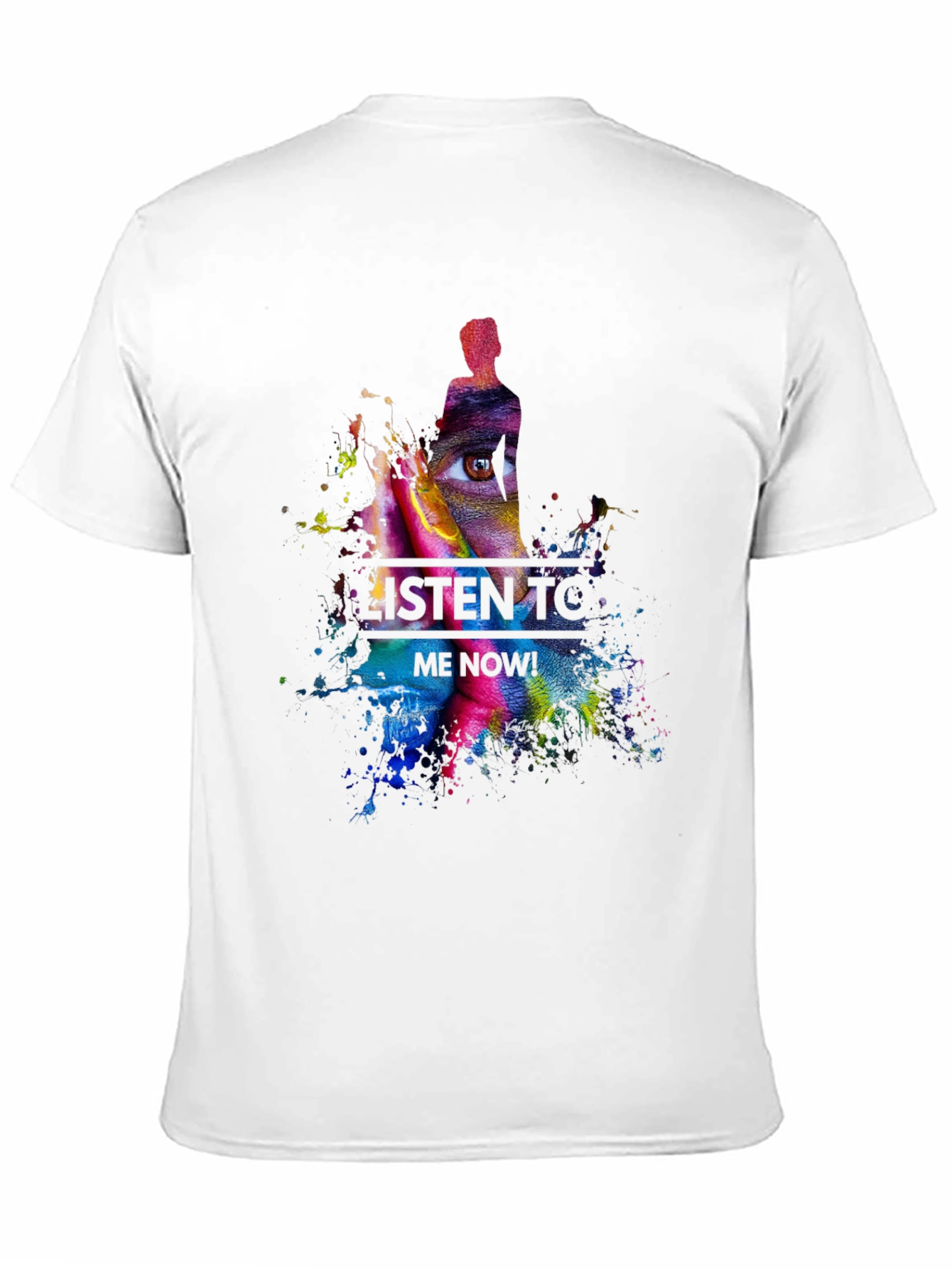 Black Abstract Art Tee - Listen to Me Now! Black T-Shirt view 11