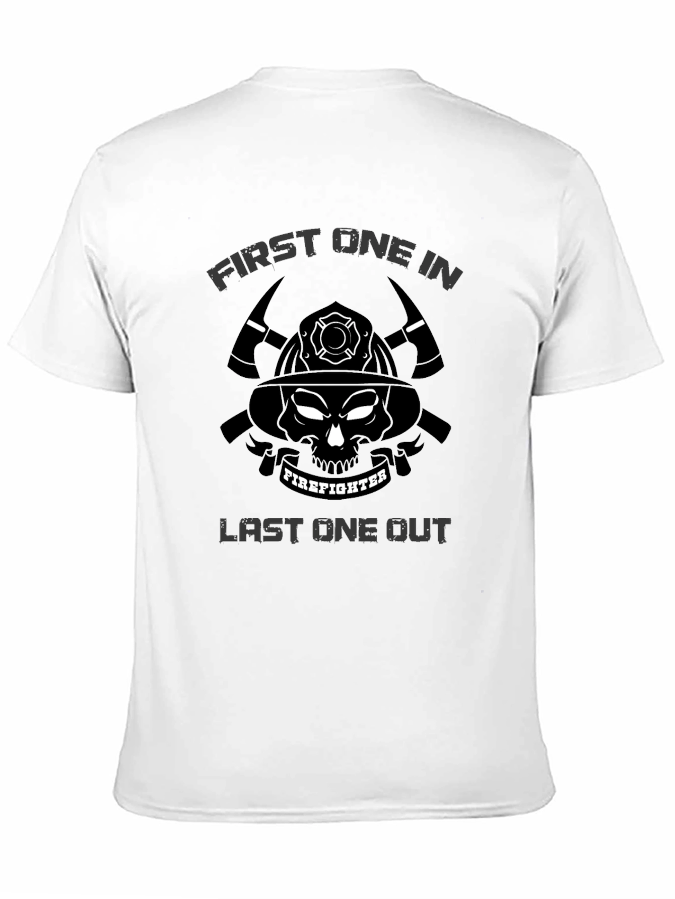 Black Firefighter Skull Graphic Tee - First In Last Out Black T-Shirt view 11