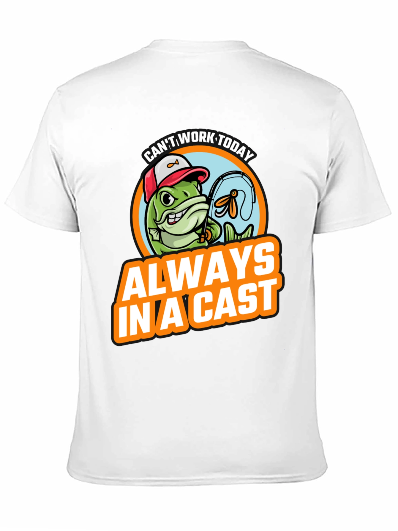 Black Funny Fishing T-Shirt - "Always In A Cast" view 11