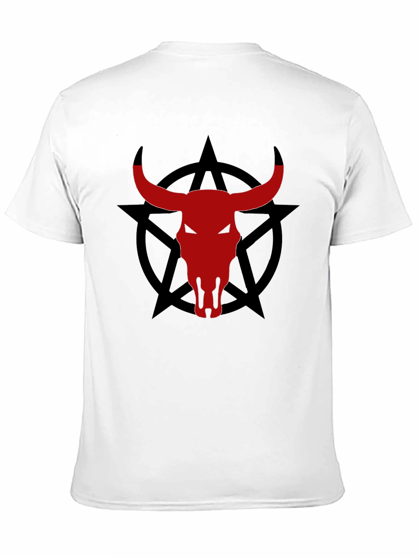Black Bull Skull Pentagram Graphic Tee view 11