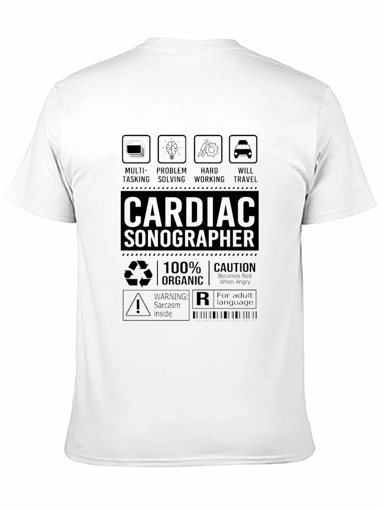 Black Cardiac Sonographer T-Shirt - Multi-Tasking, Problem Solving, Hard Working view 11