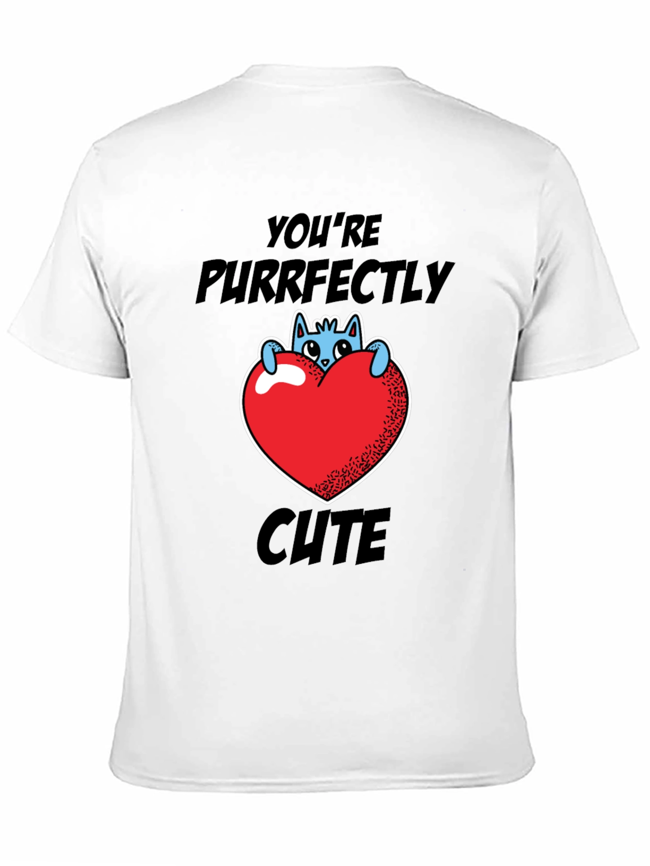 Black Purrfectly Cute Cat Heart Graphic T-Shirt view 11
