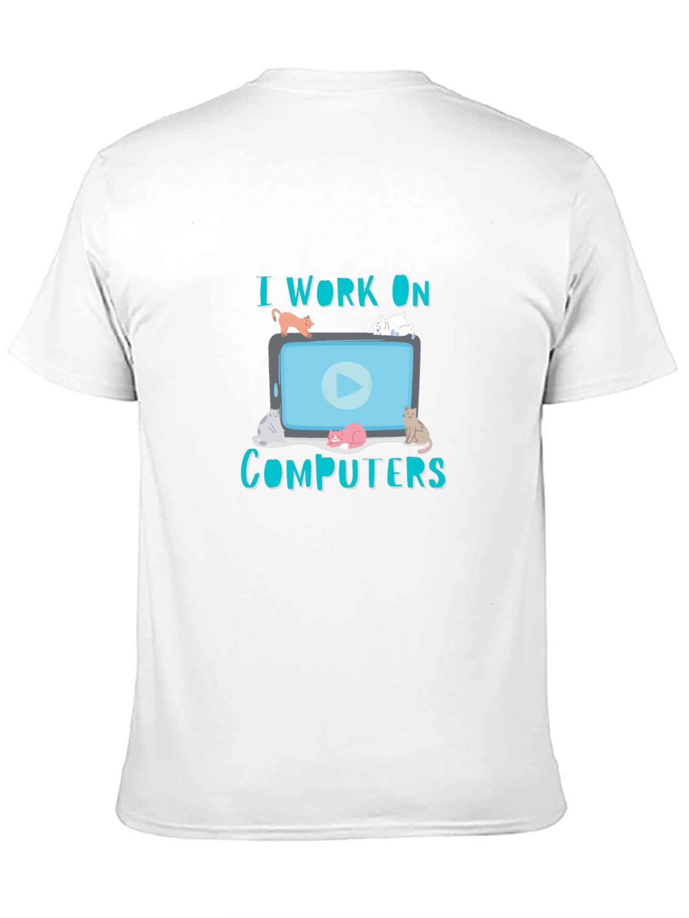Black I Work On Computers Cat T-Shirt view 11