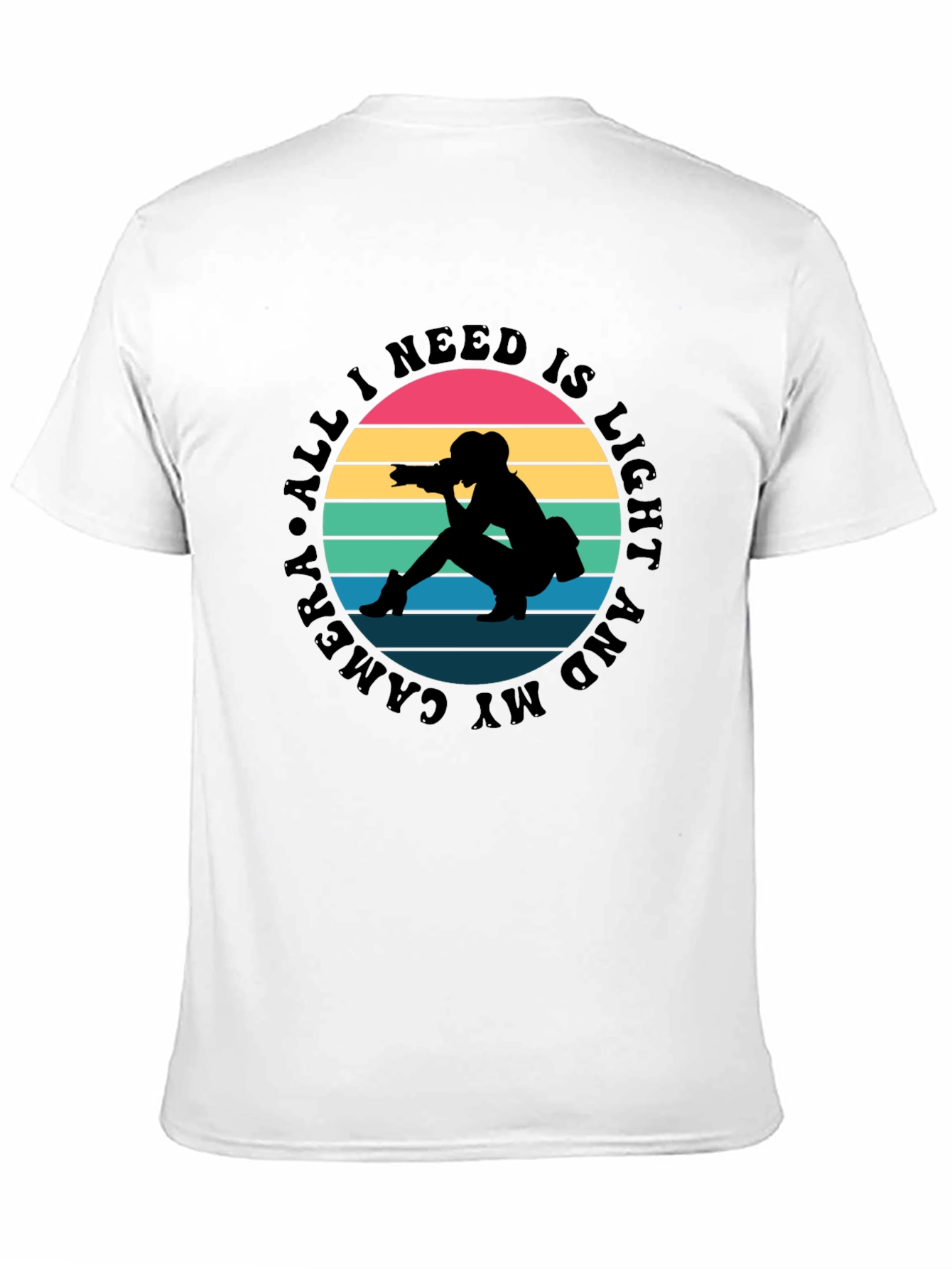 Black All I Need Is Light and My Camera T-Shirt view 11