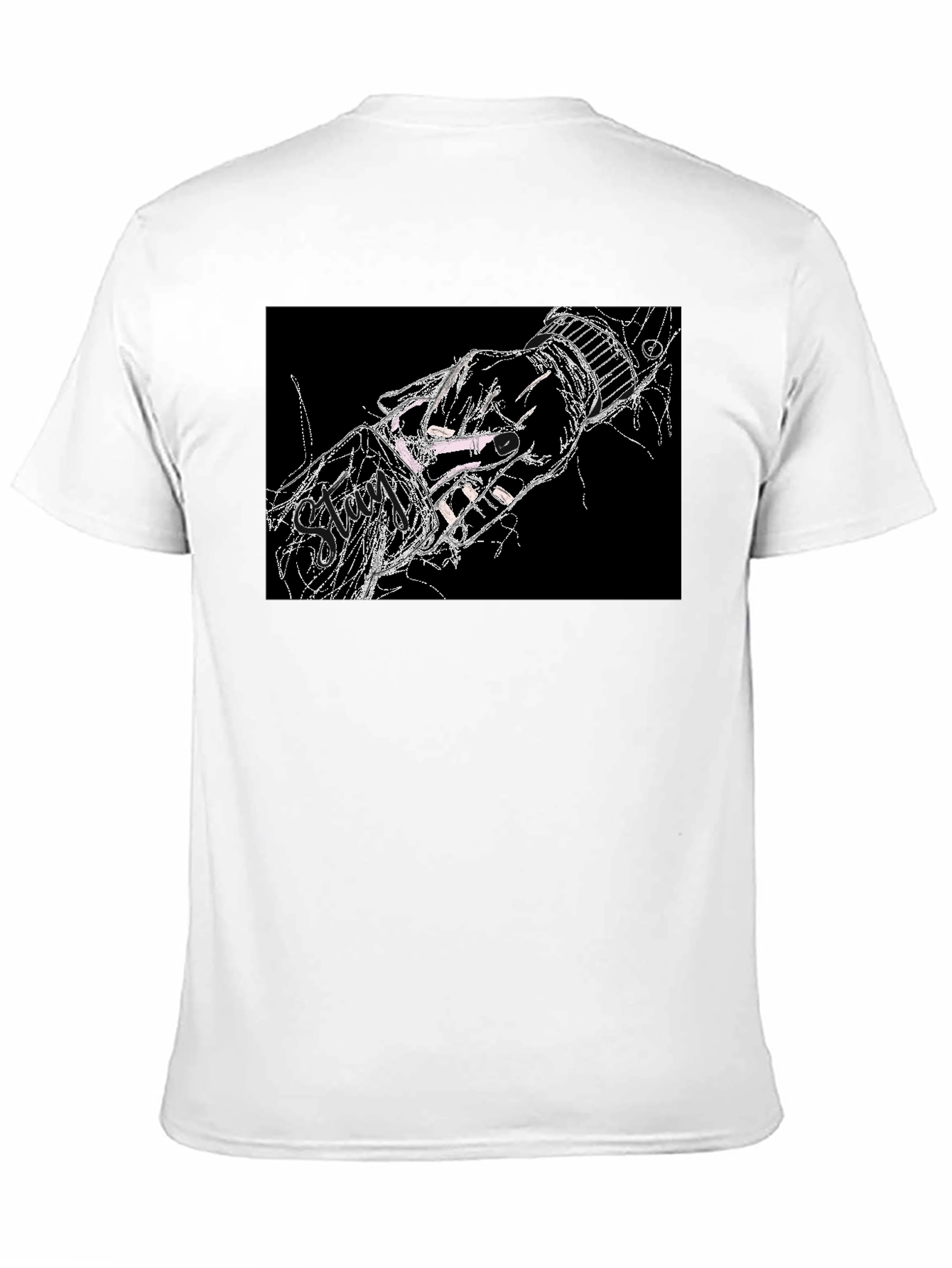 Black Abstract Hand Graphic Black T-Shirt view 11