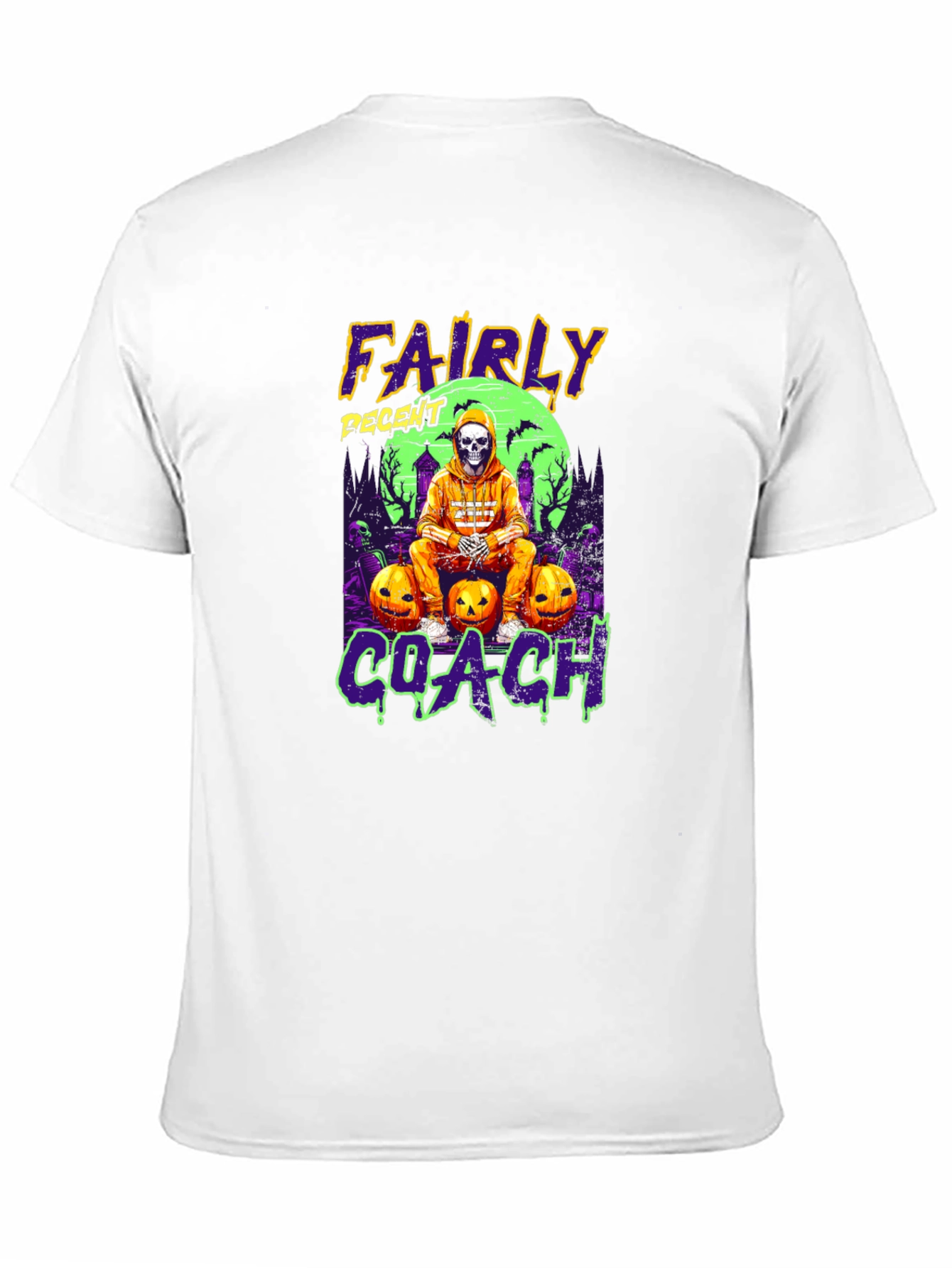 Black Fairly Decent Coach Halloween Skeleton T-Shirt view 11