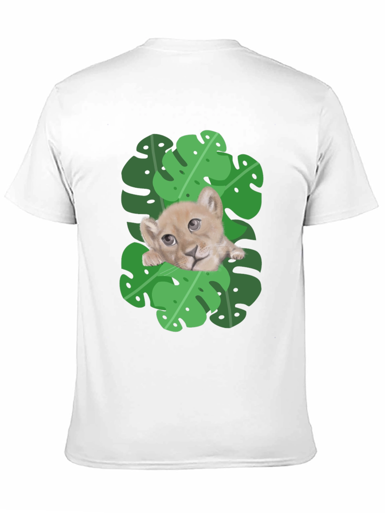 Black Lion Cub in Leaves Graphic T-Shirt - Black view 11
