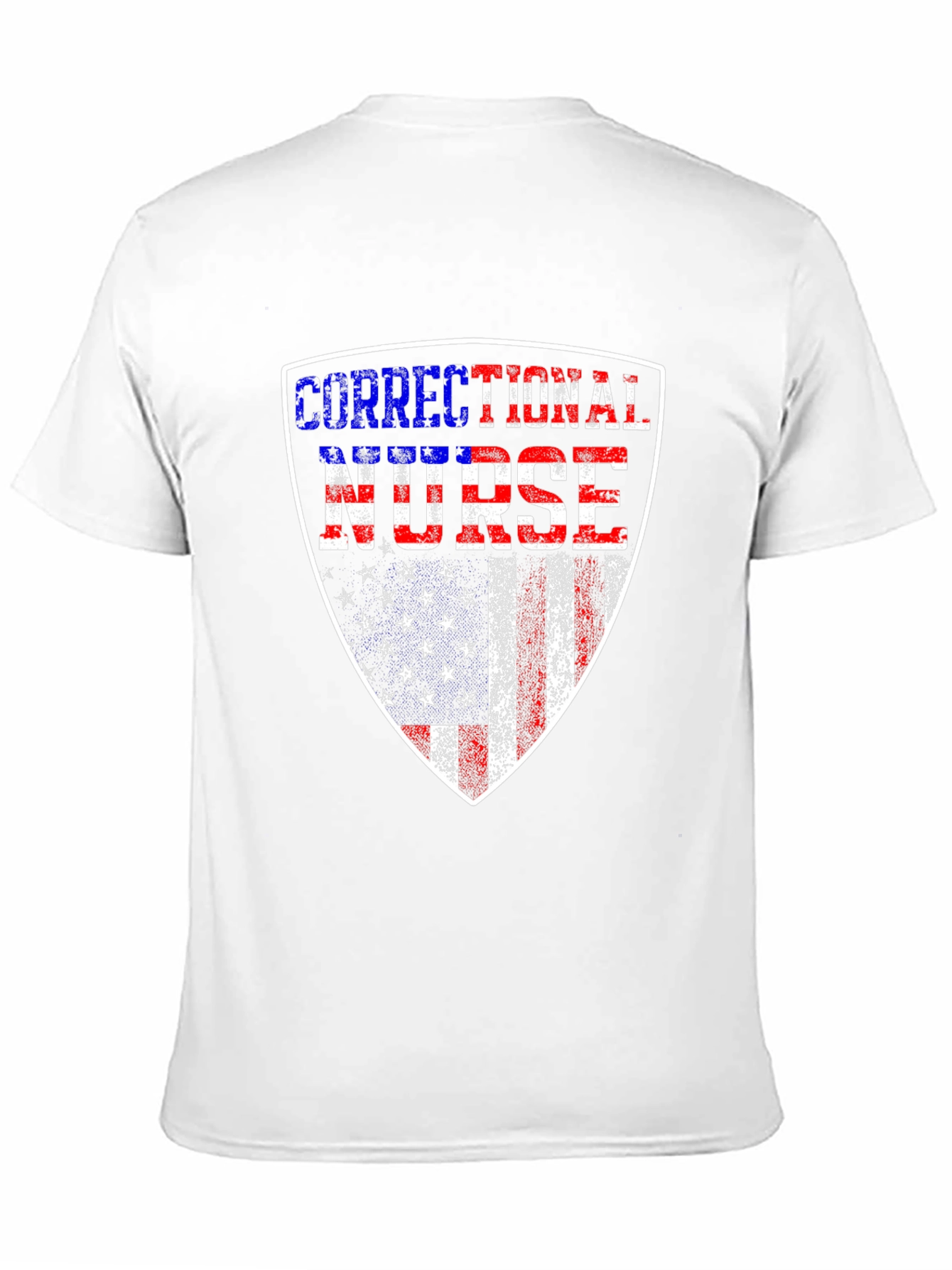 Black Correctional Nurse American Flag Shield T-Shirt view 11