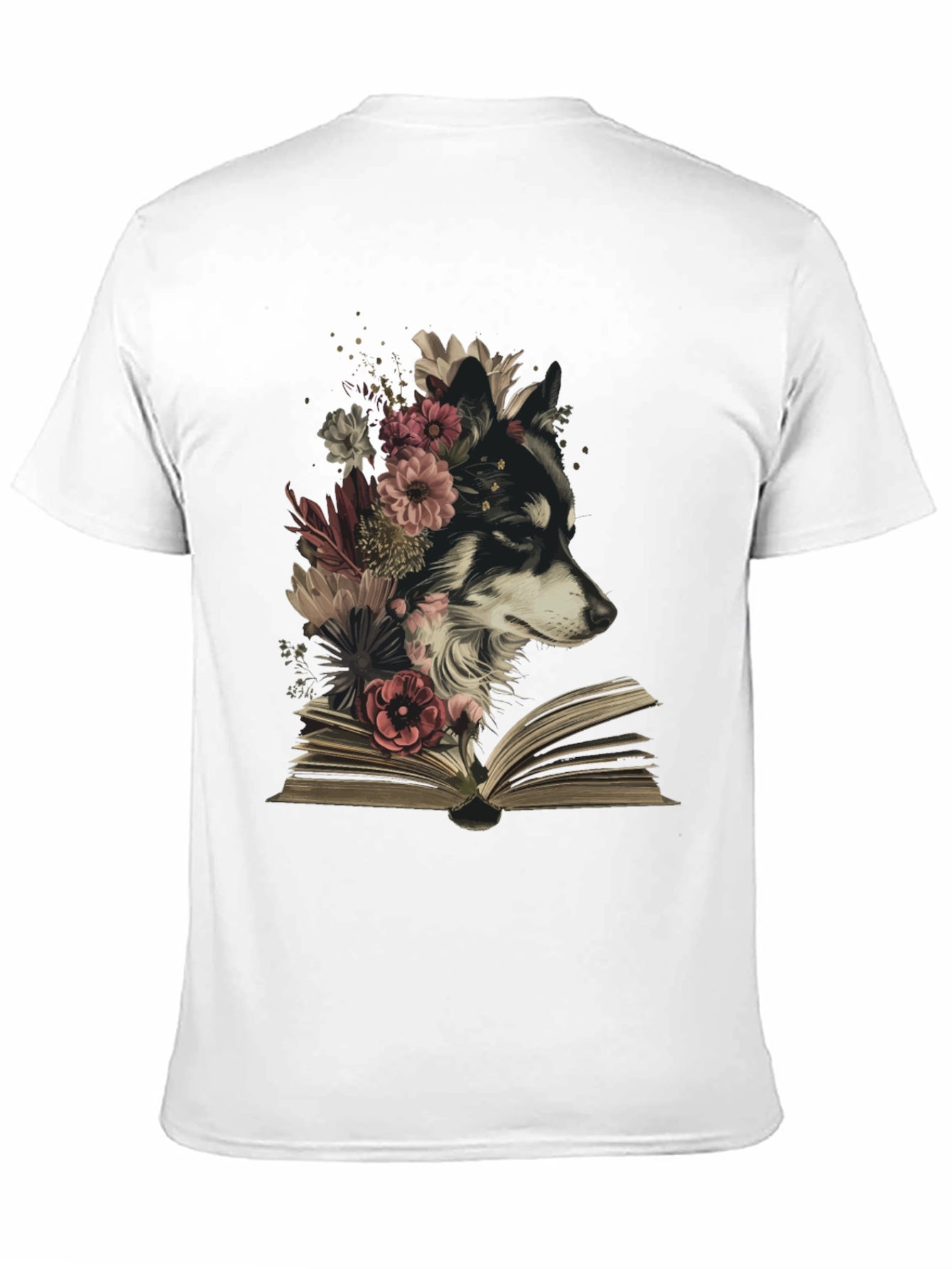 Black Floral Dog Book T-Shirt - Black view 11
