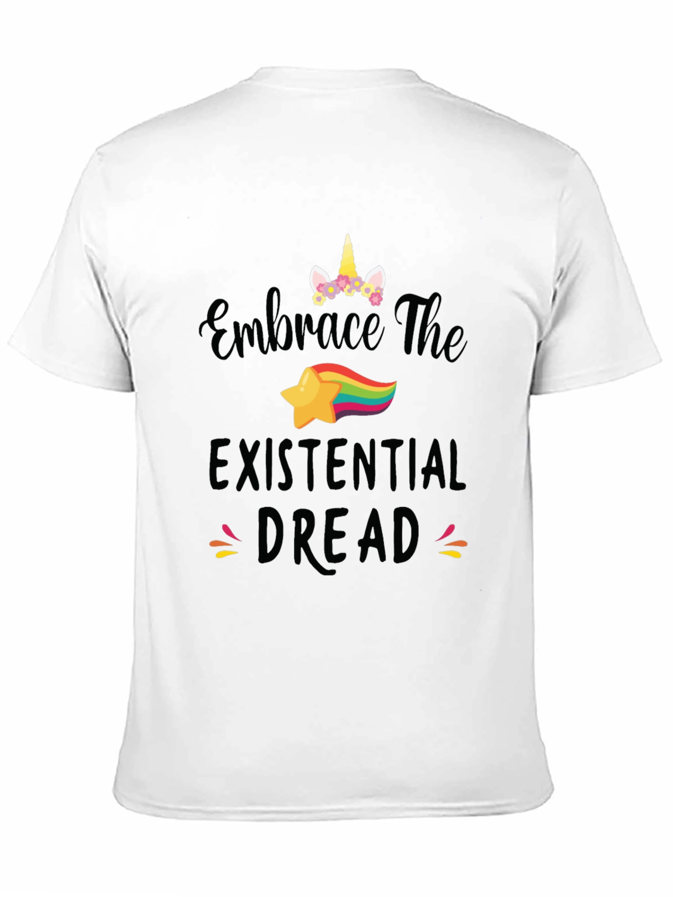 Black Embrace Existential Dread Unicorn Graphic Tee view 11