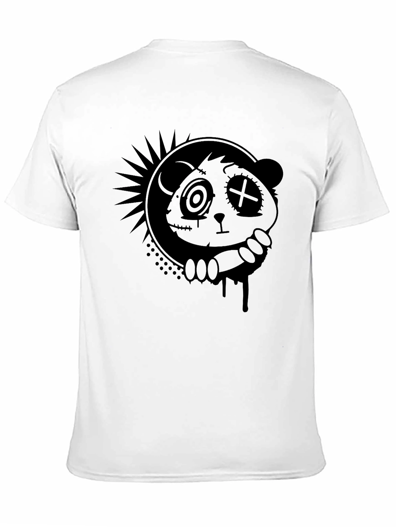 Black Creepy Cute Panda Graphic Tee - Black view 11