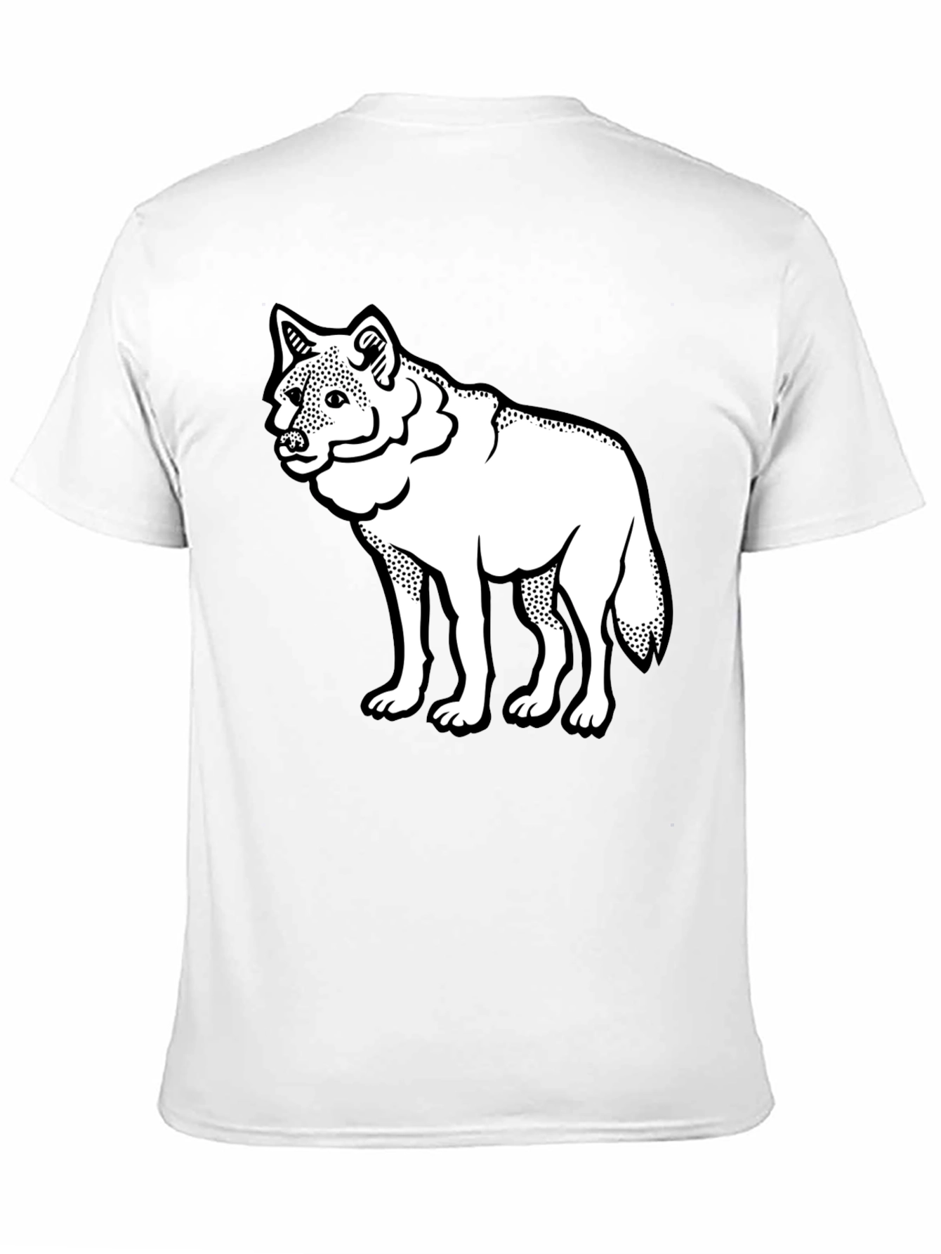 Black Black T-Shirt with White Wolf Graphic Print view 11