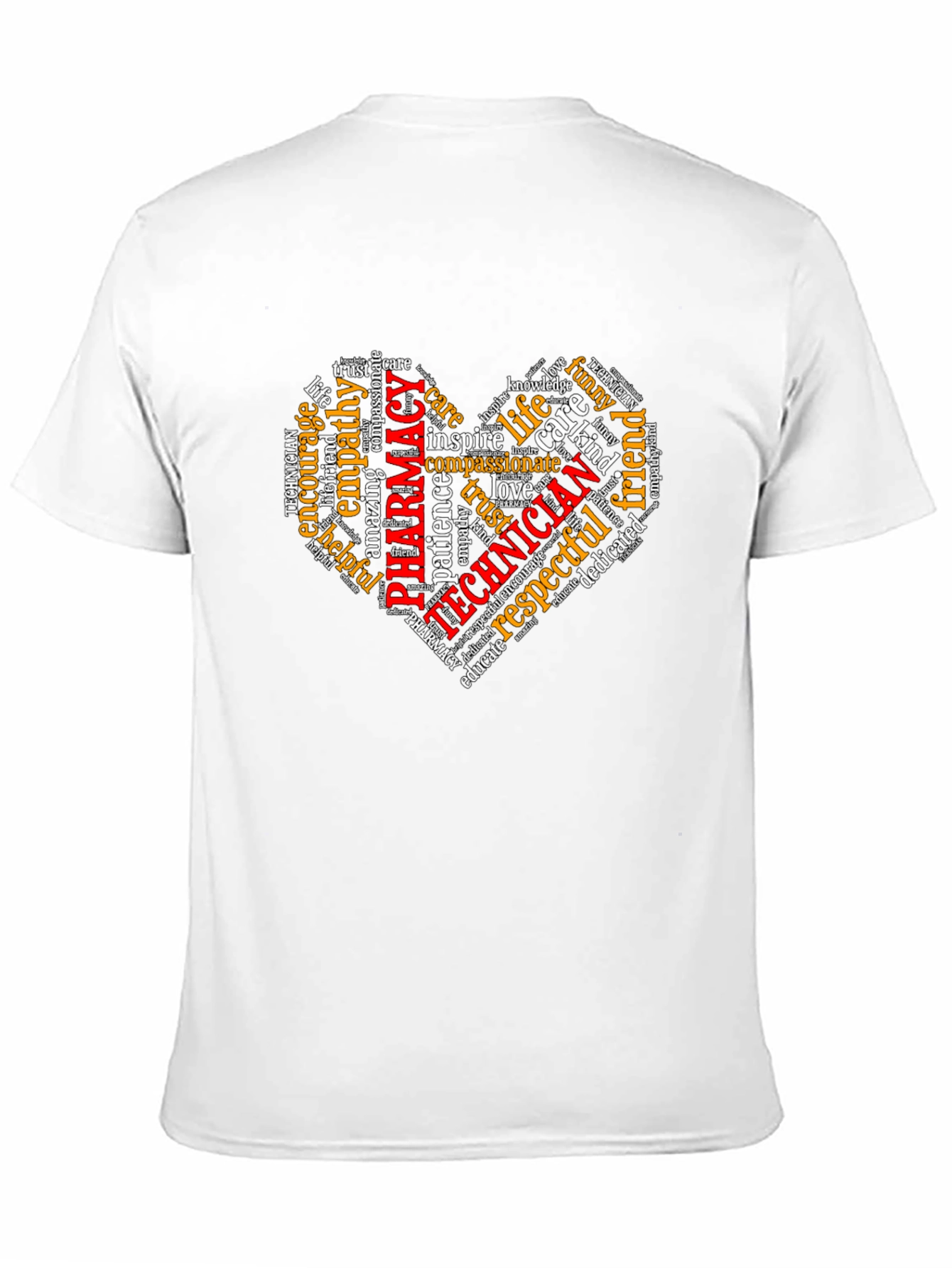 Black Pharmacy Technician Heart Word Art T-Shirt view 11