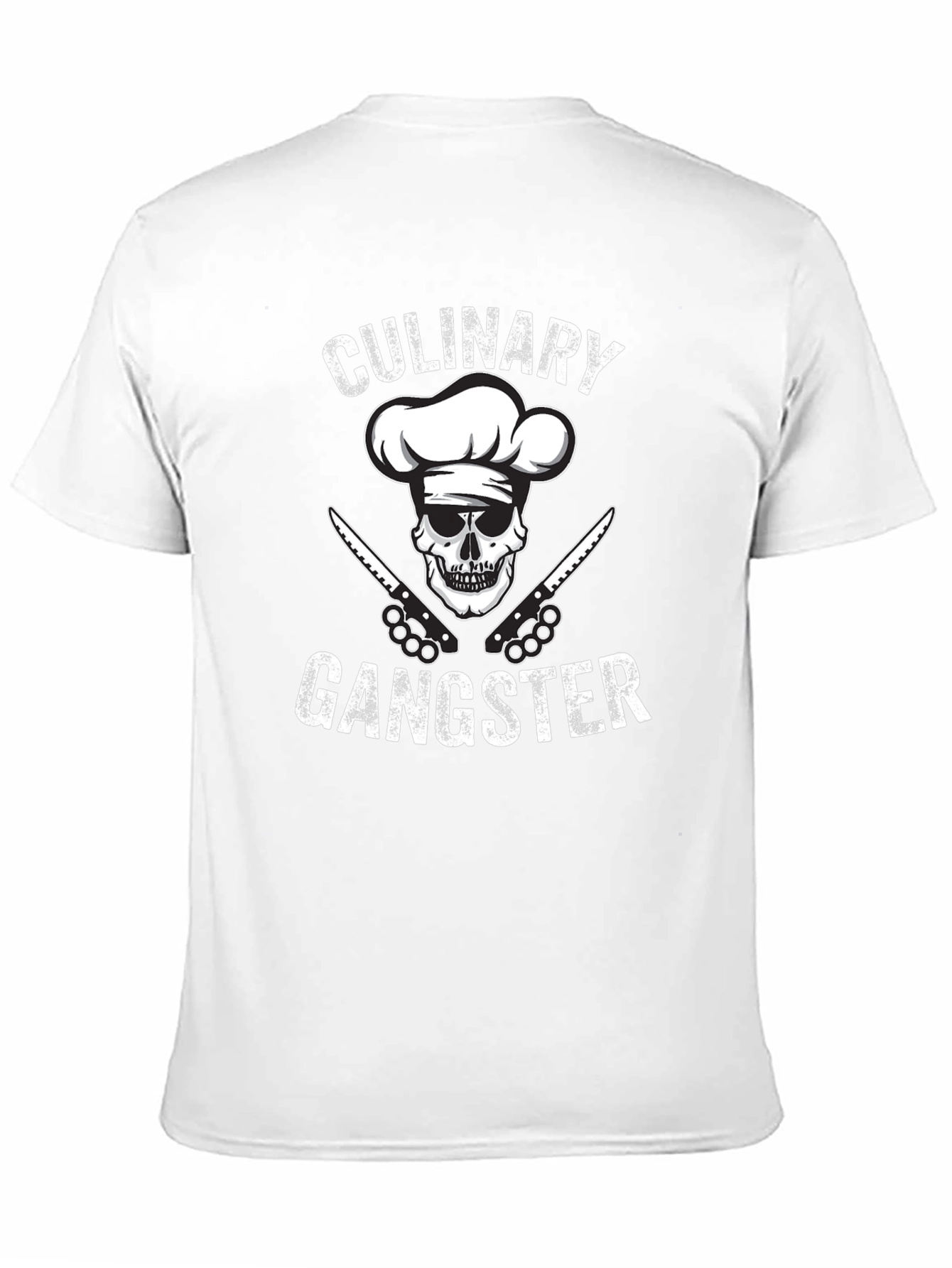 Black Culinary Gangster Black T-Shirt: Skull Chef Design view 11