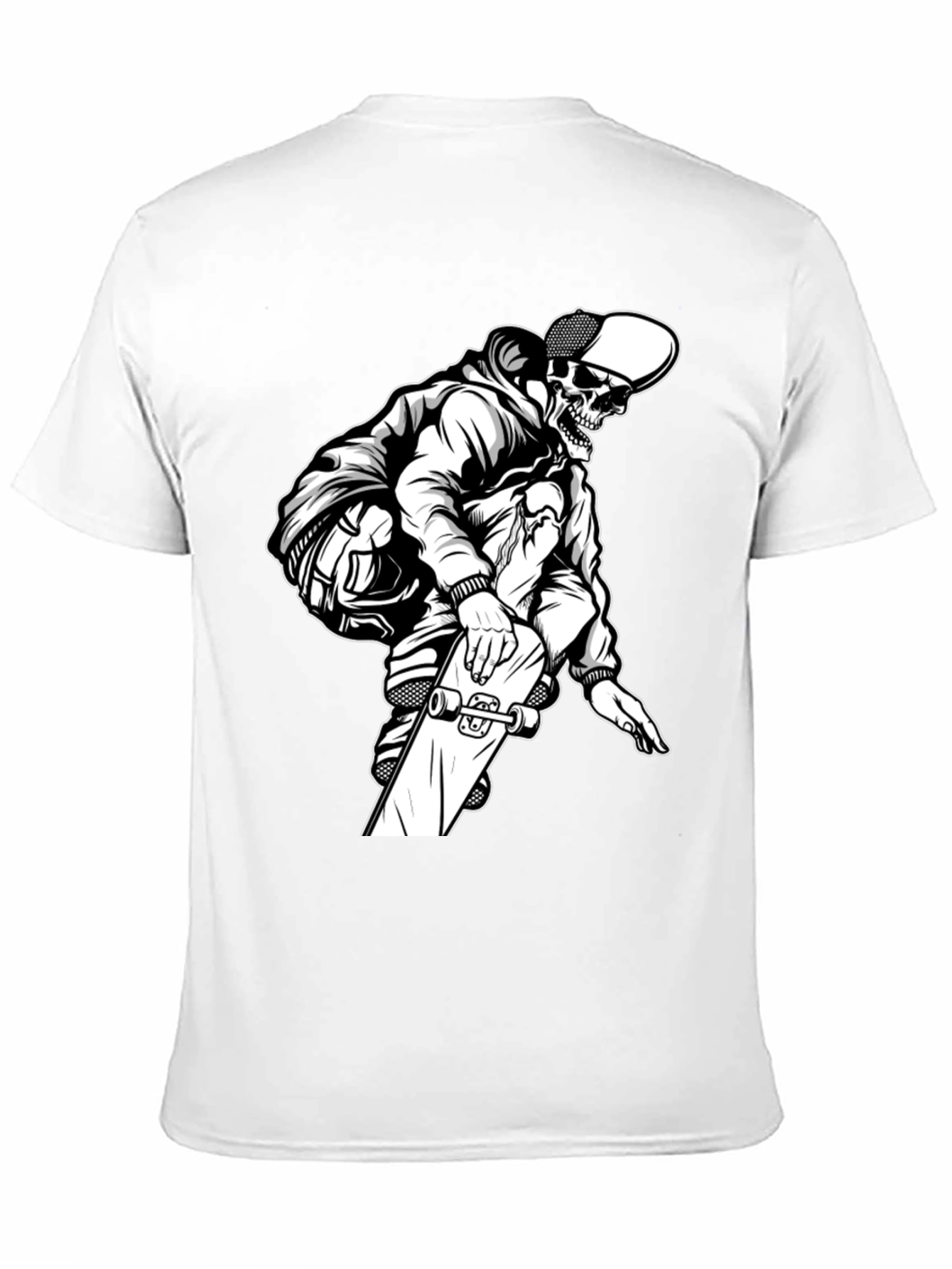 Black Skateboard Skeleton Graphic T-Shirt view 11