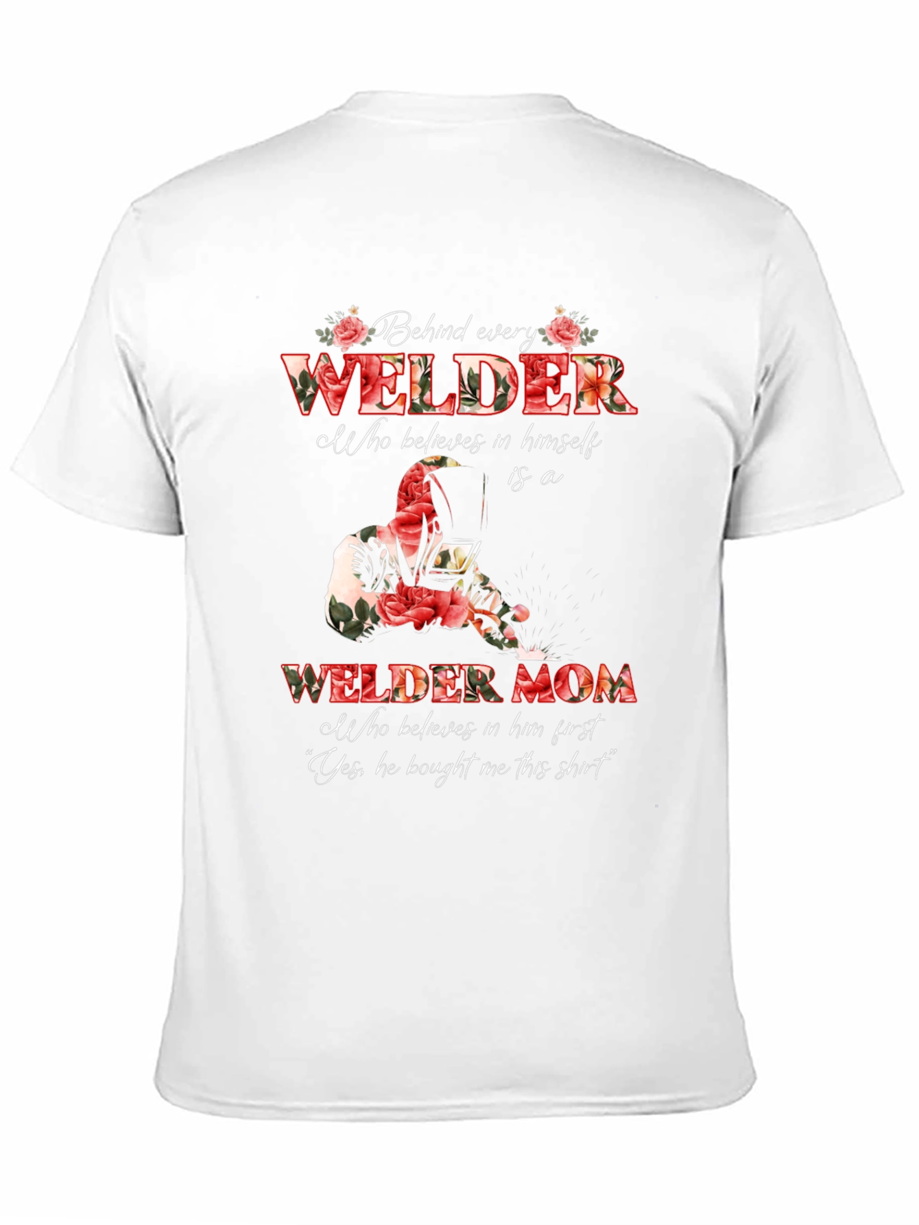 Black Welder Mom Graphic T-Shirt - Floral Design view 11