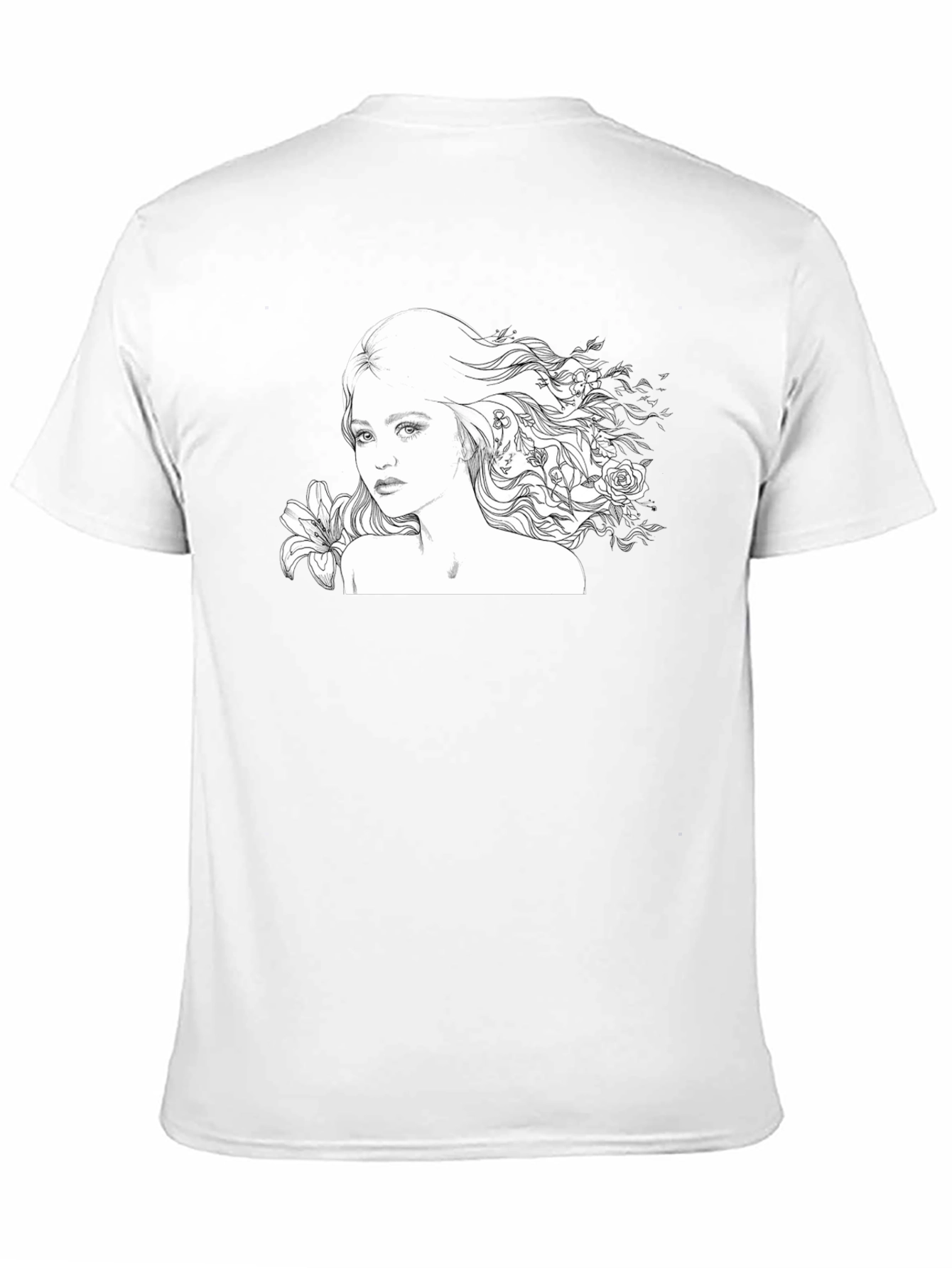 Black Floral Woman Graphic Tee - Black Cotton Blend view 11