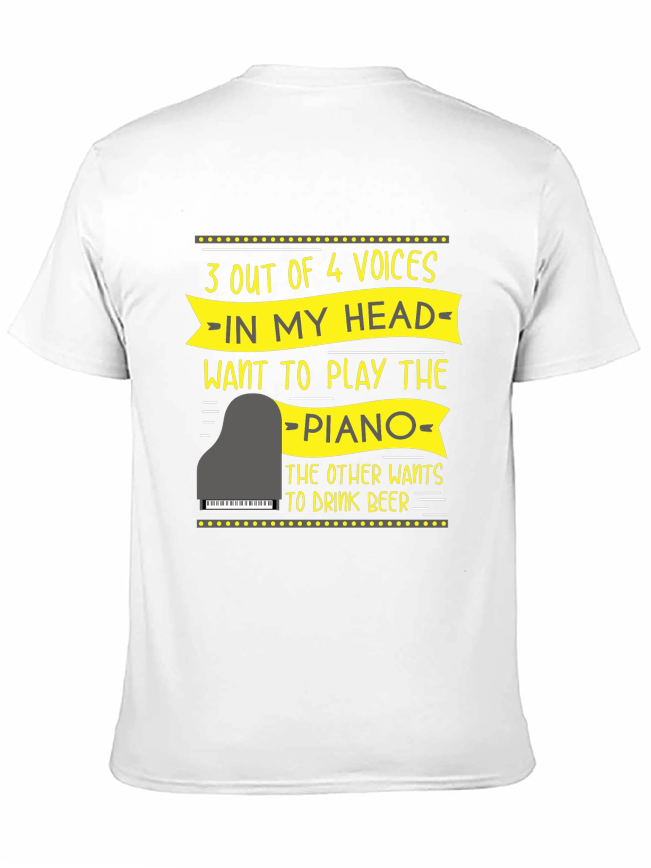 Black Funny Piano Player T-Shirt - 3 Out of 4 Voices view 11