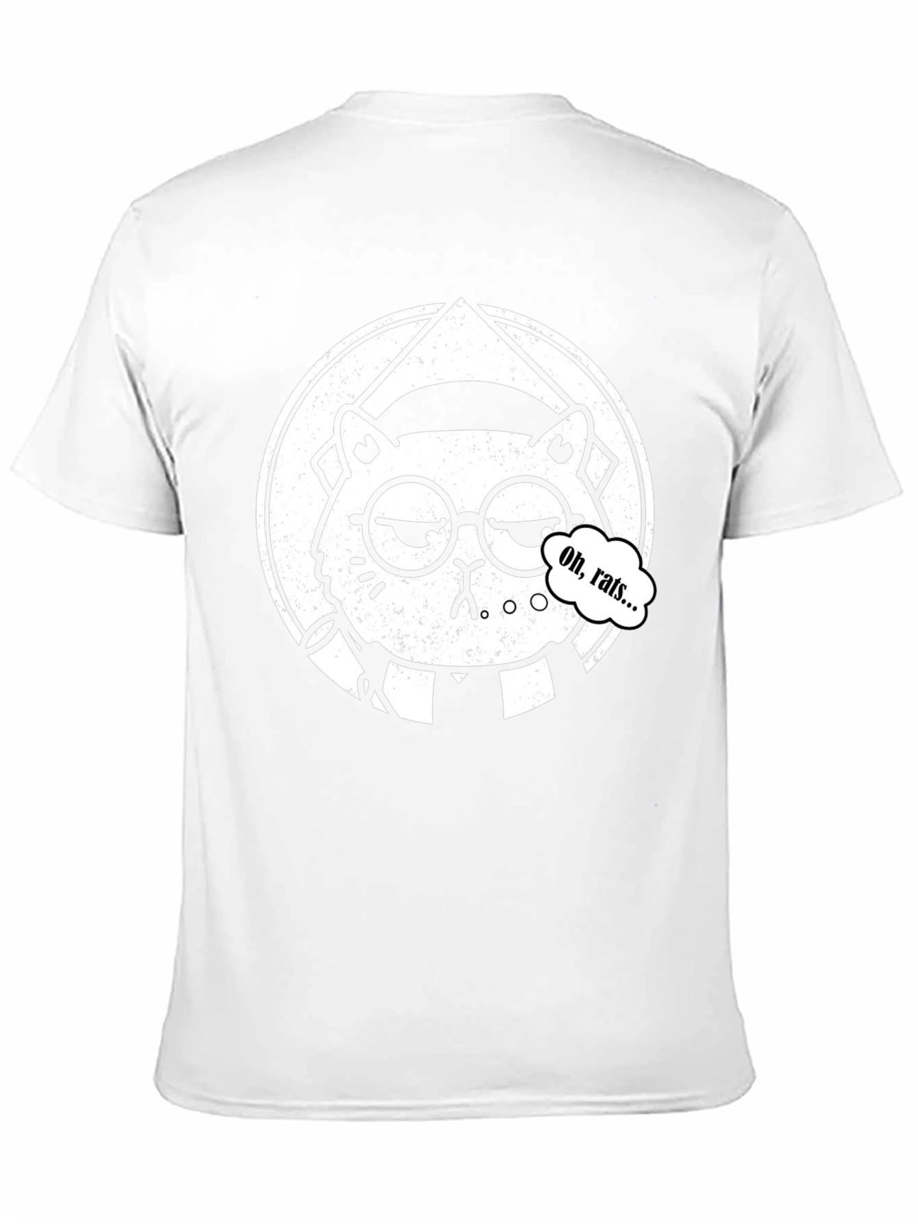 Black Oh Rats! Black T-Shirt with Cartoon Cat view 11