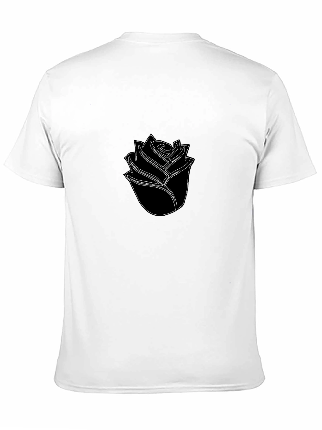 Black Black T-Shirt with Minimalist Rose Design view 11