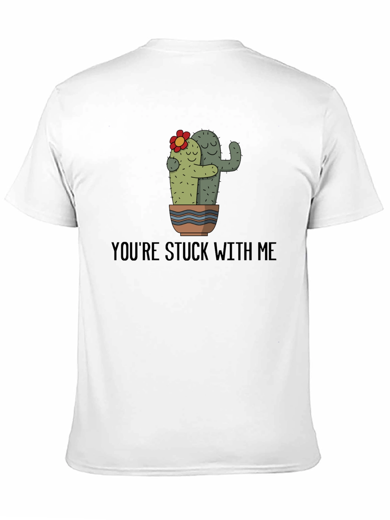 Black Cactus Hug T-Shirt - You're Stuck With Me Graphic Tee view 11