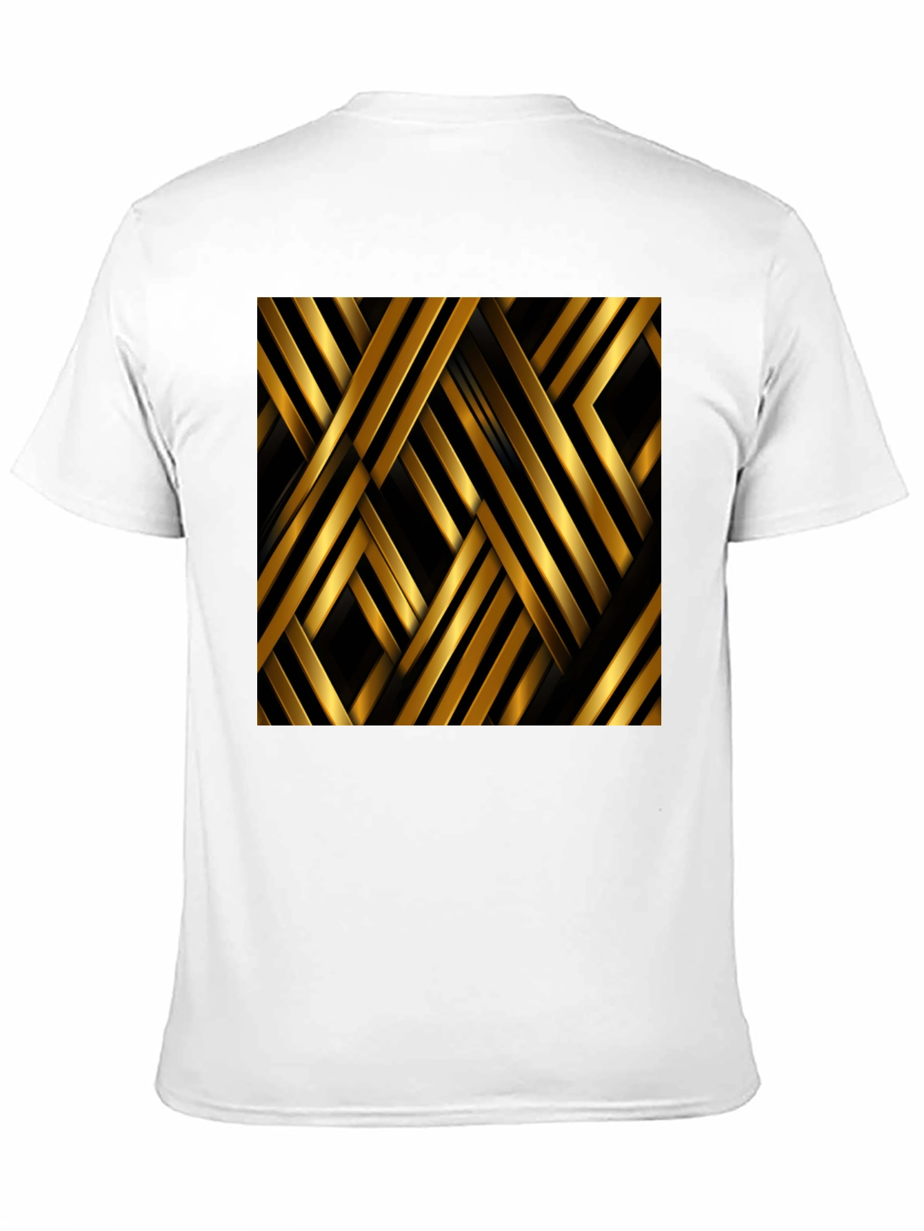 Black Geometric Gold Stripes T-Shirt view 11