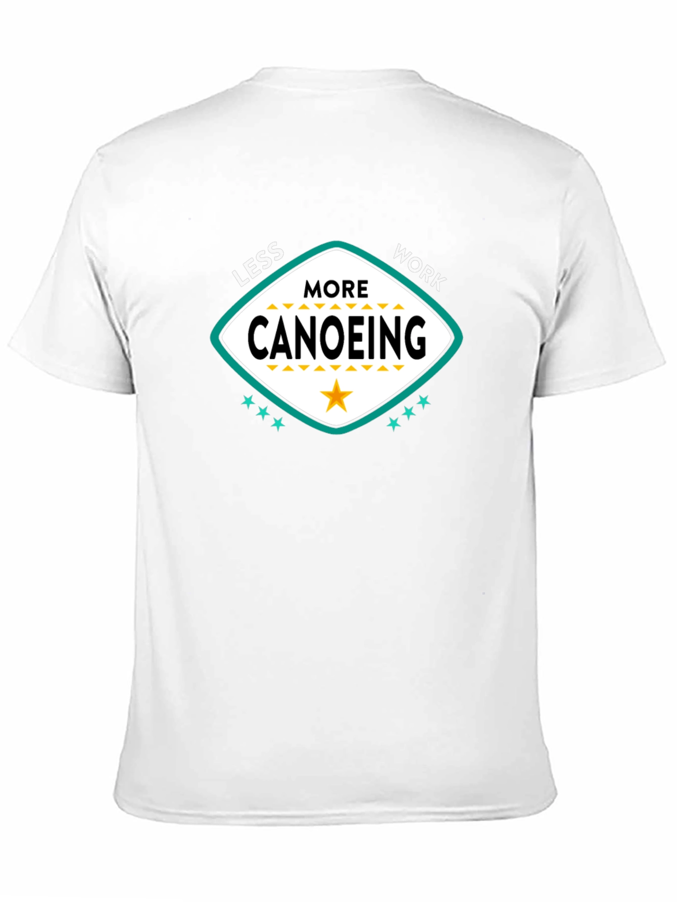 Black Less Work More Canoeing T-Shirt - Unisex view 11