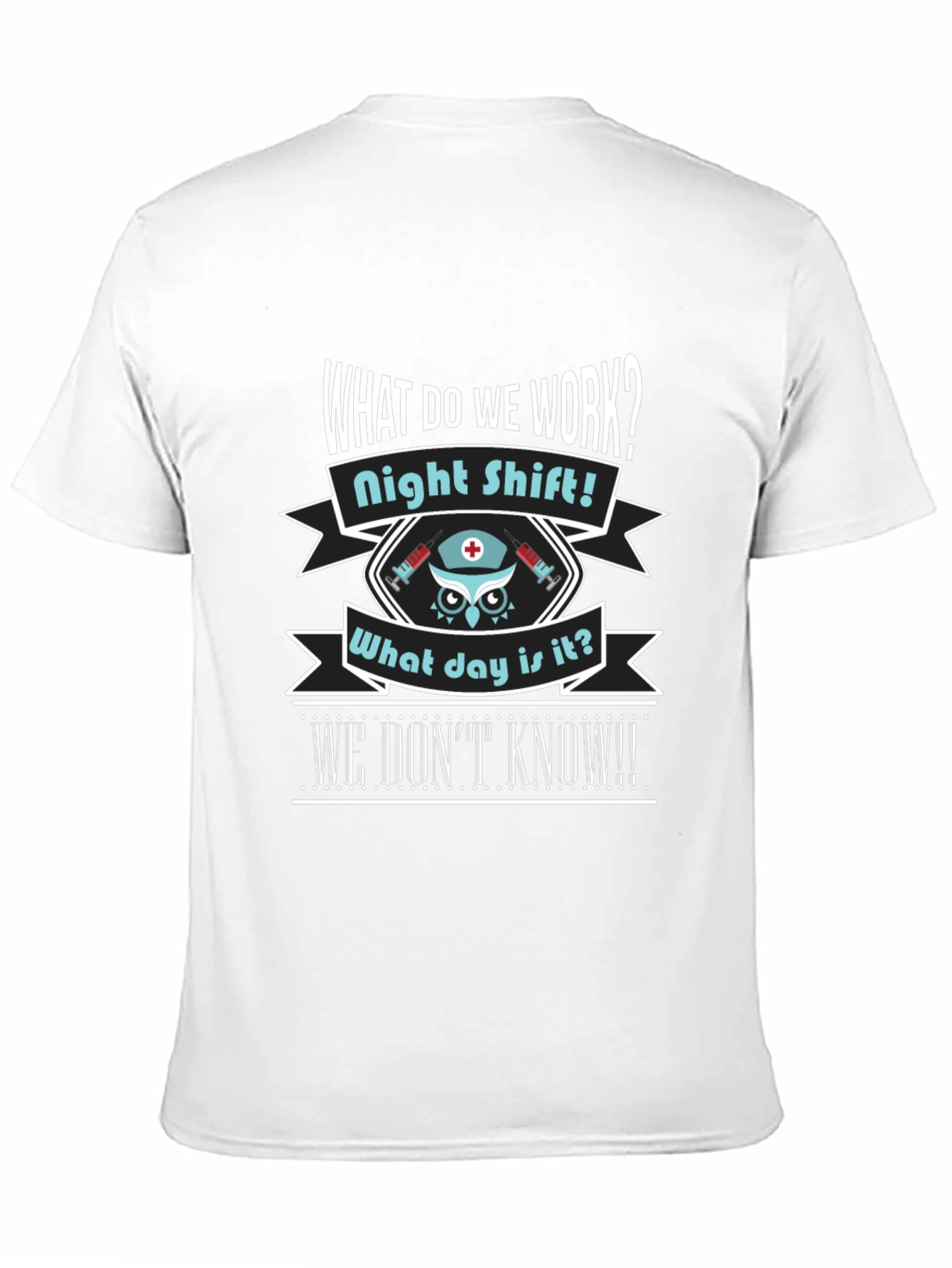 Black Night Shift Nurse Owl T-Shirt view 11