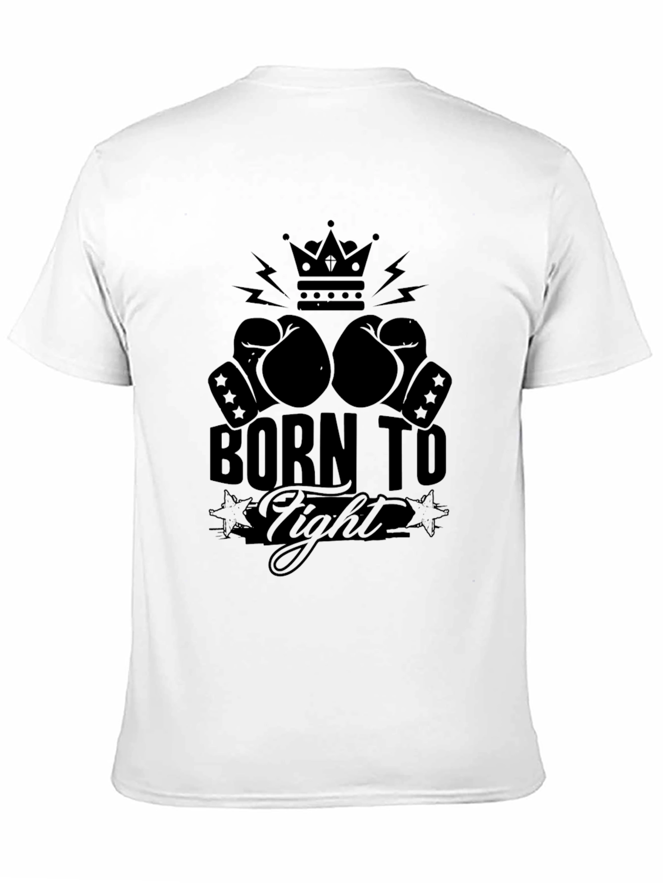 Black Born To Fight T-Shirt, Boxing Gloves Crown Graphic Tee view 11