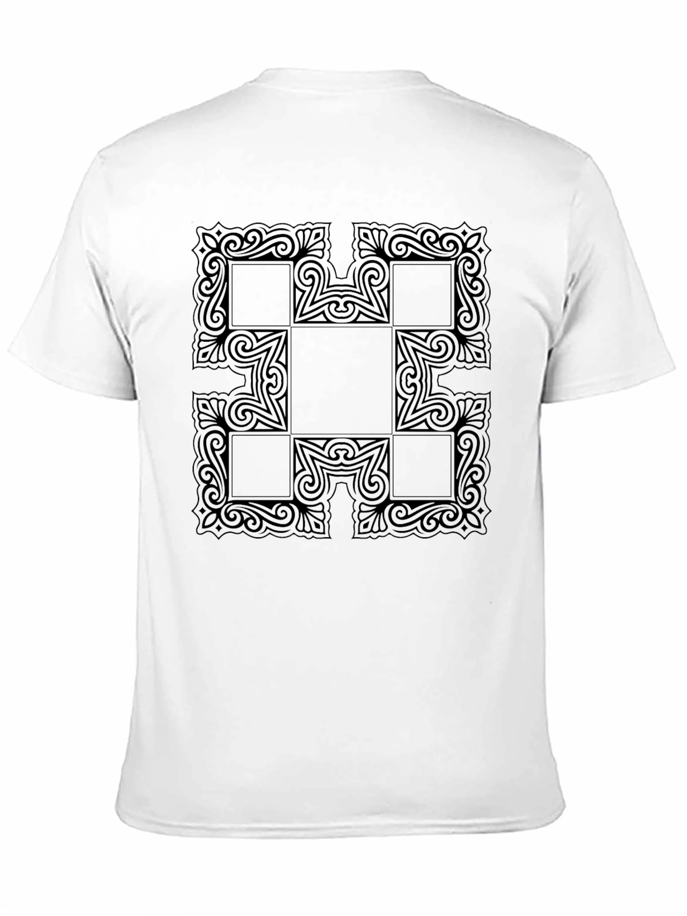 Black Geometric Patterned Black T-Shirt view 11