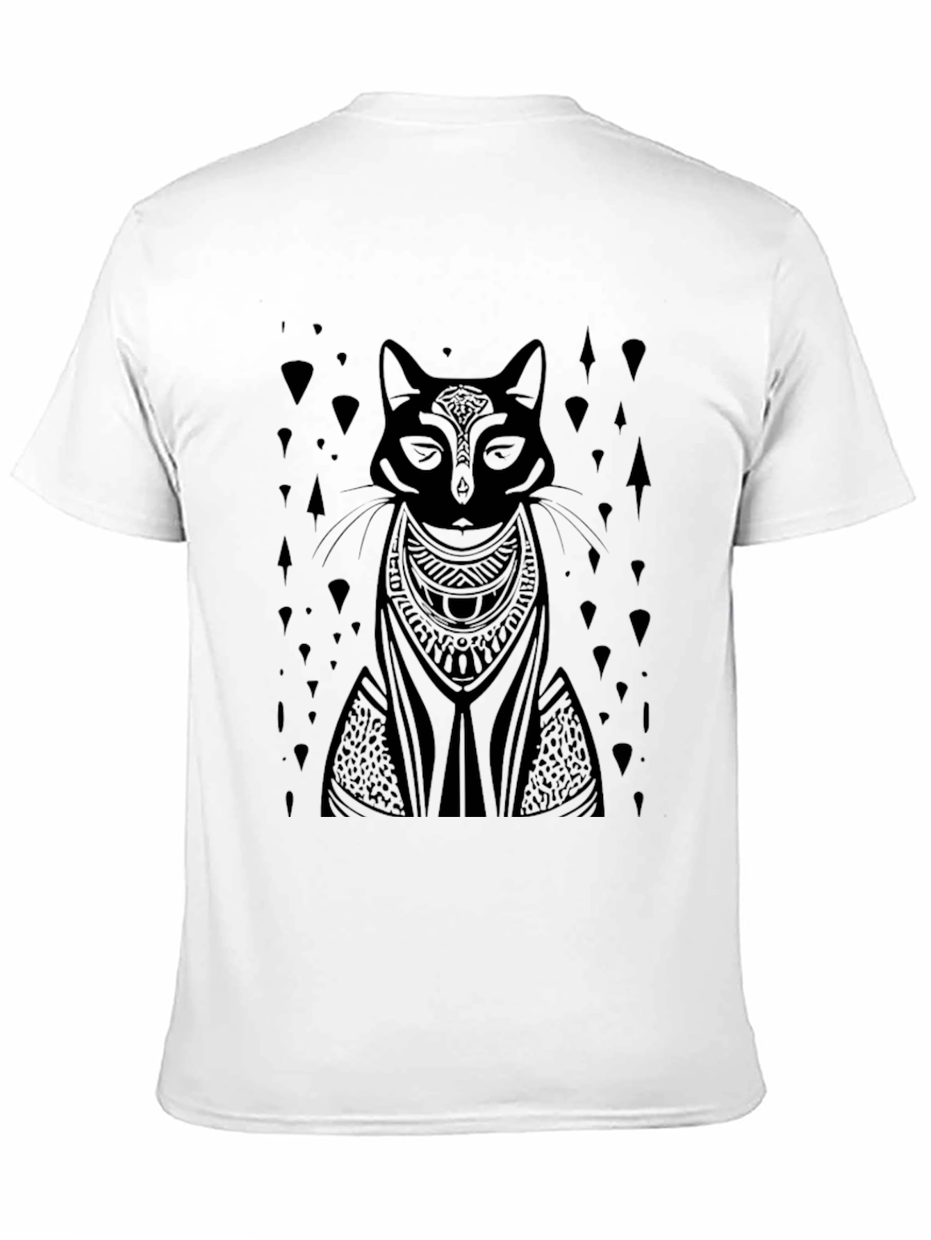 Black Tribal Cat Graphic Tee - Black Cotton T-Shirt view 11
