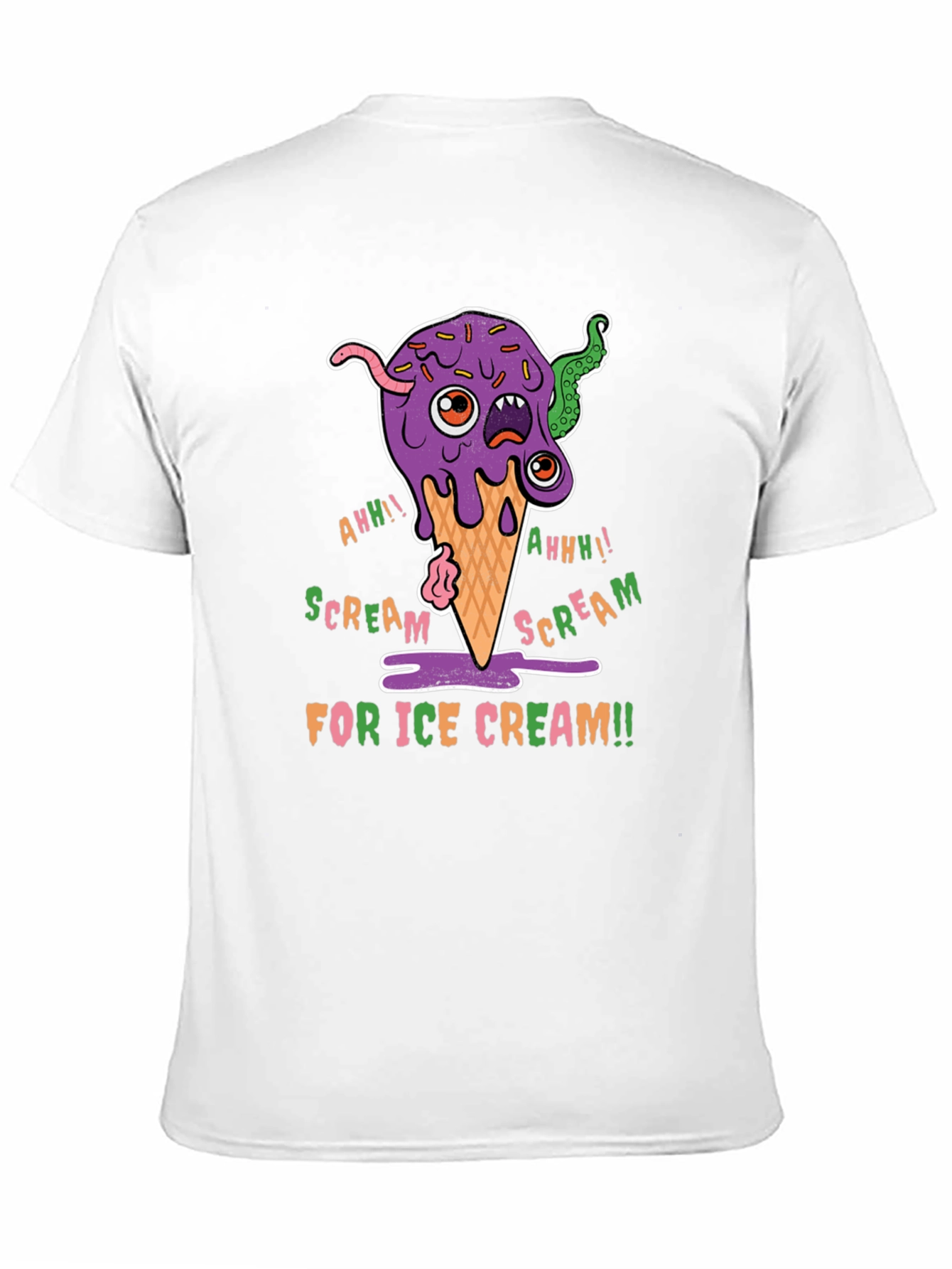 Black Scream for Ice Cream Graphic Tee - Fun Creepy Cartoon Design view 11
