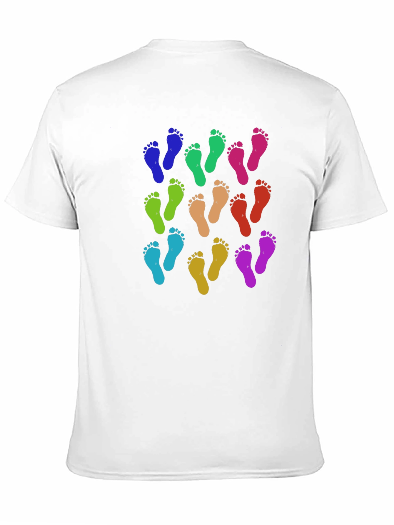 Black Colorful Footprints Tee - Funky Pattern Black T-Shirt view 11