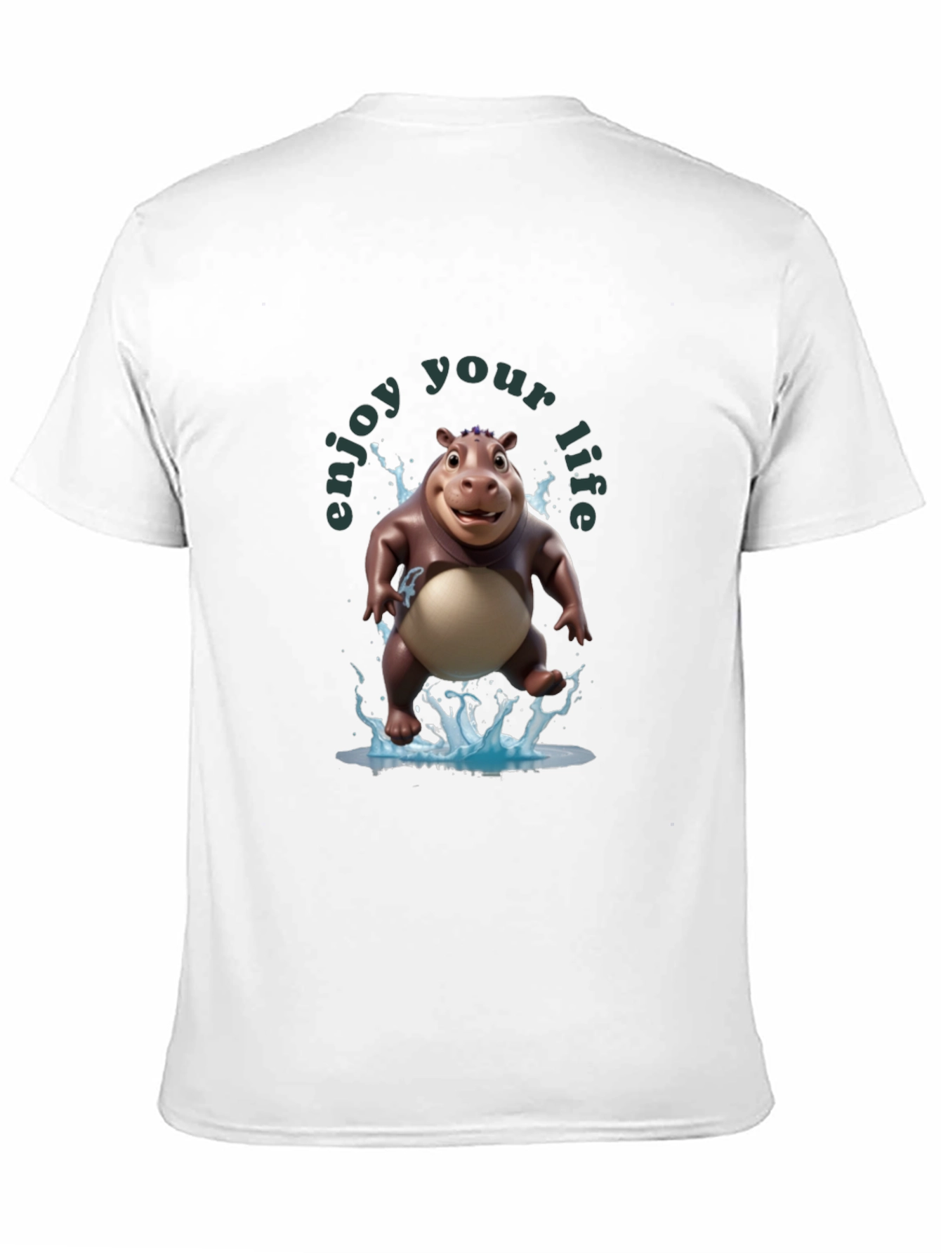 Black Enjoy Your Life Hippo T-Shirt view 11