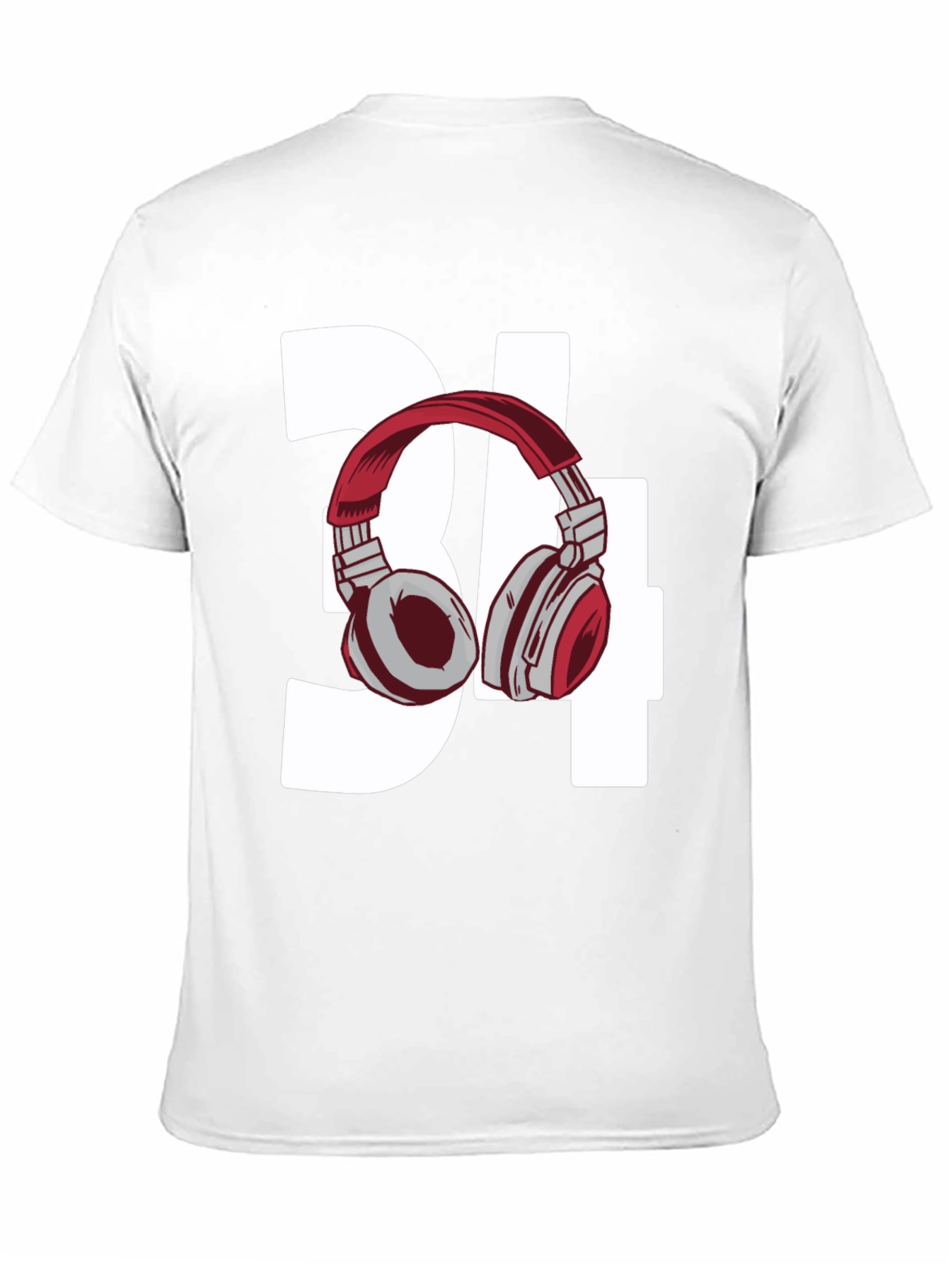Black Stylish Number 34 Headphones Graphic Tee view 11