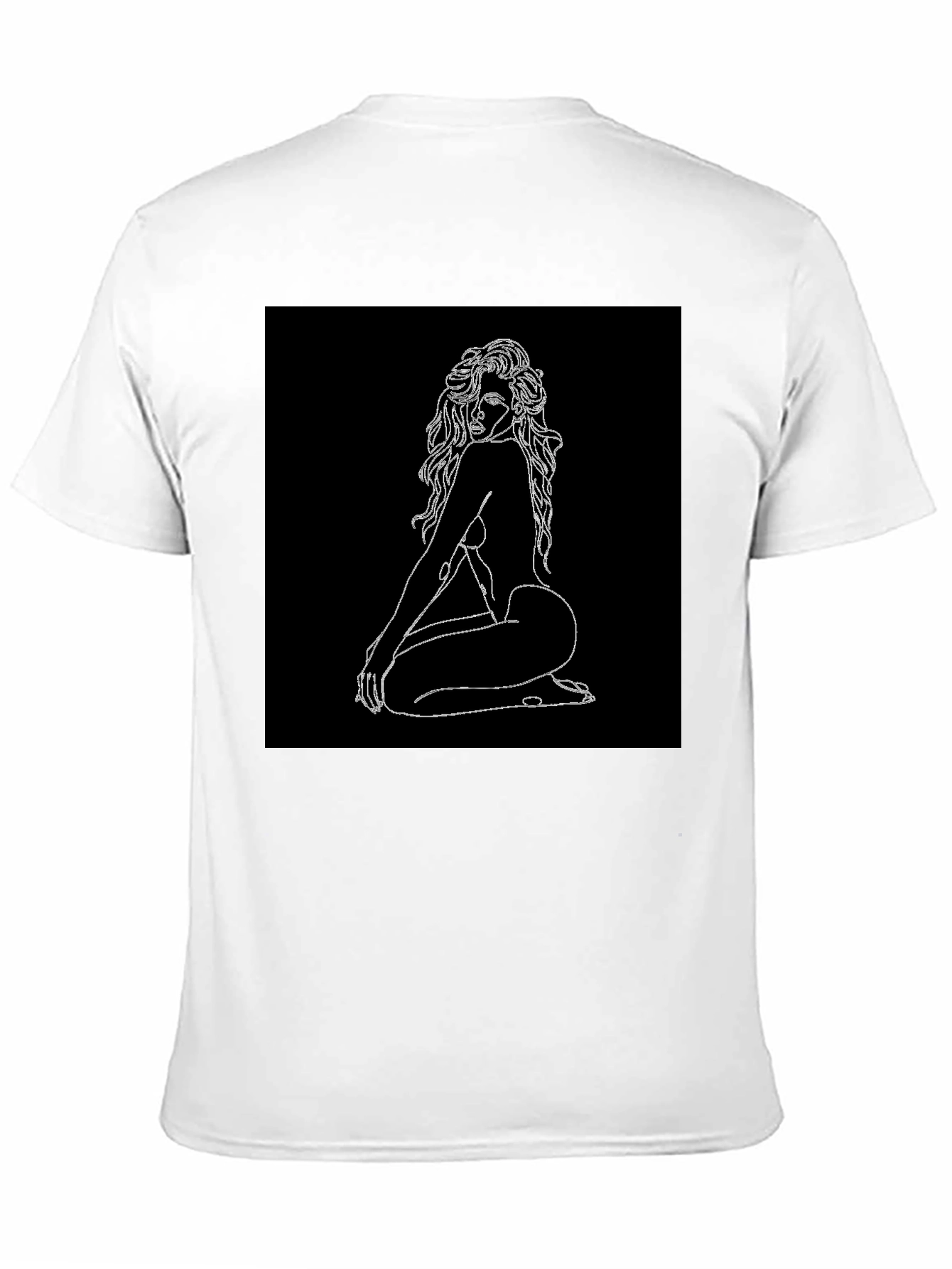 Black Black T-Shirt with Line Art Woman Graphic view 11